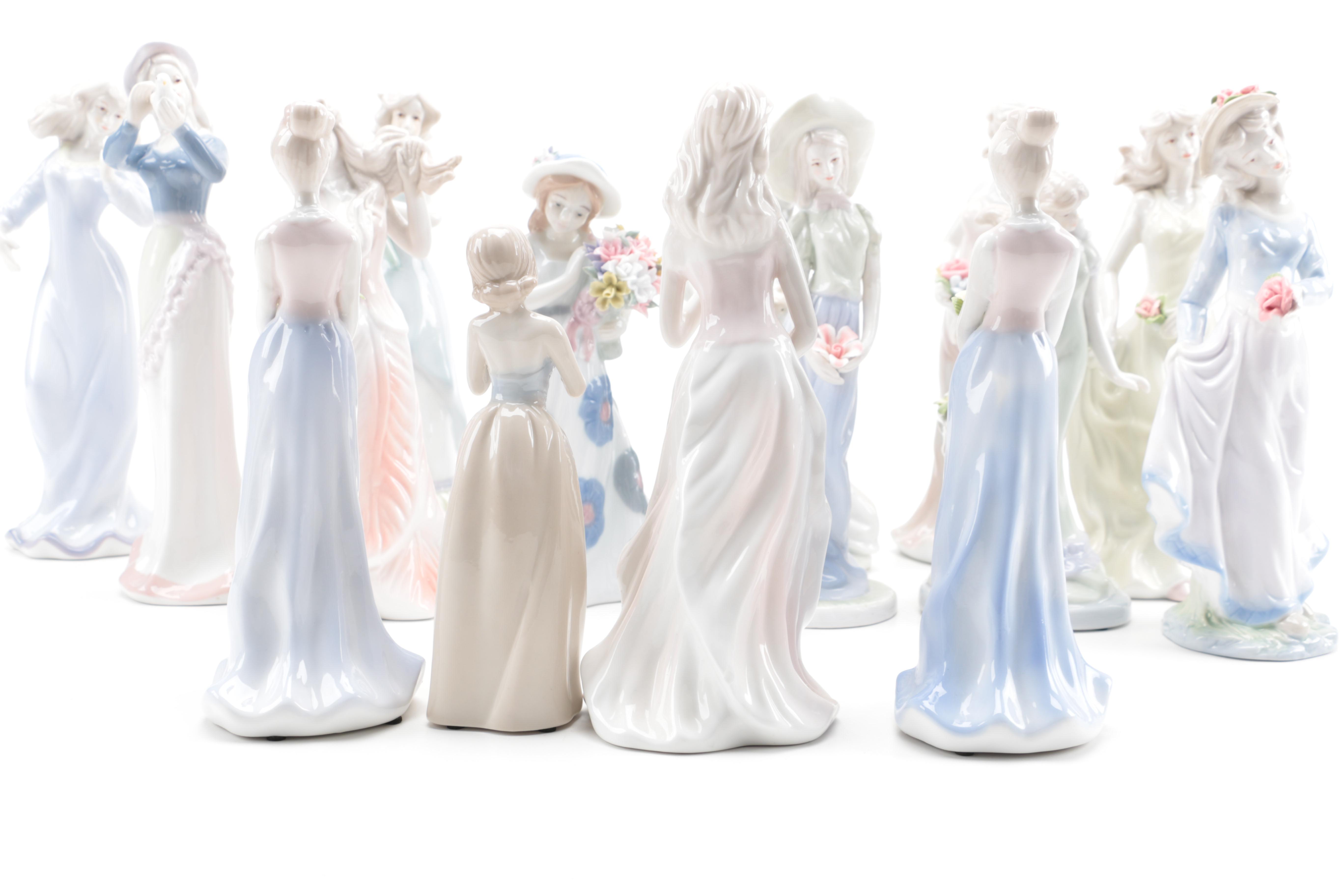 Porcelain Ladies Figurines Including Mallorca and K's Collection