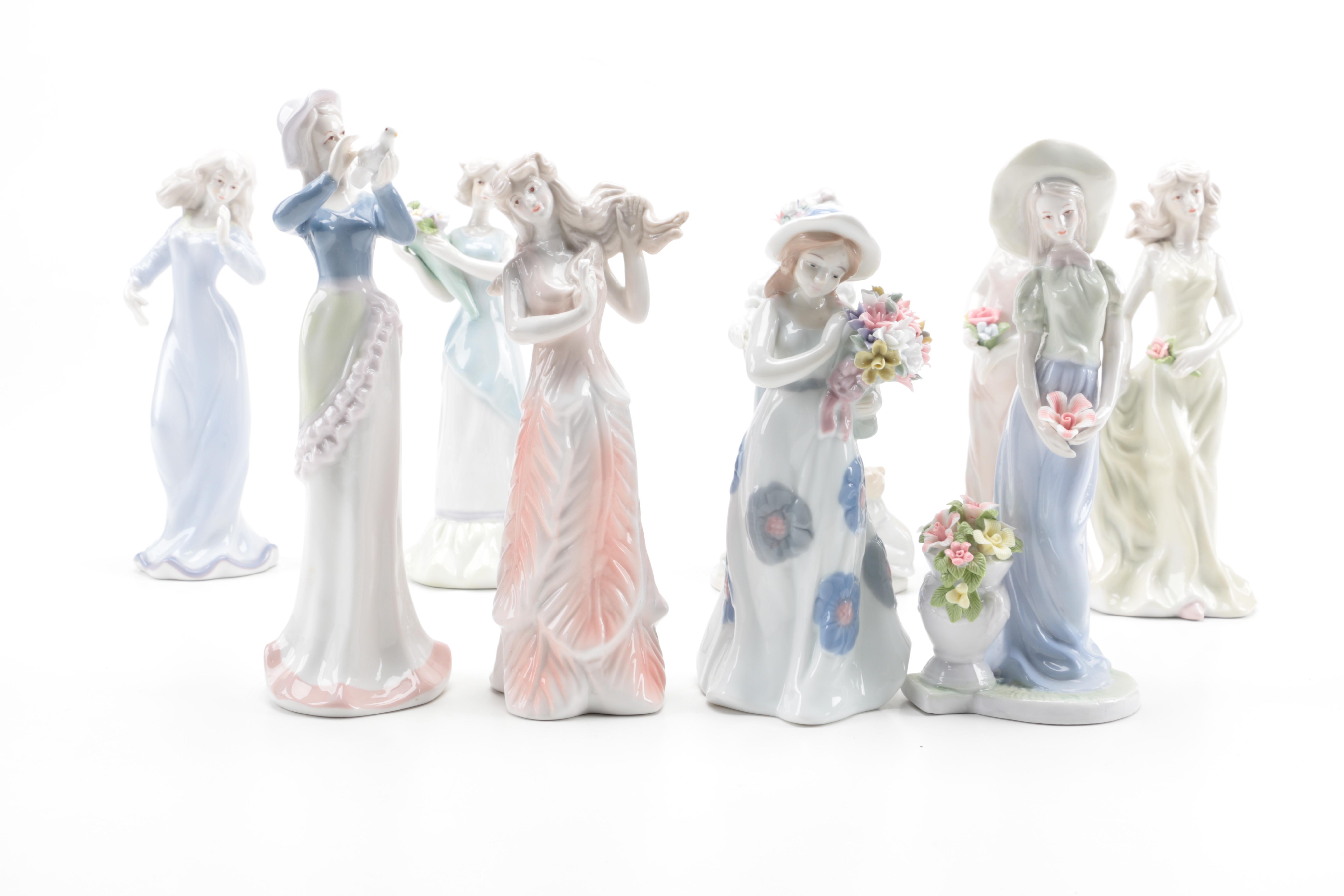 Porcelain Ladies Figurines Including Mallorca and K's Collection