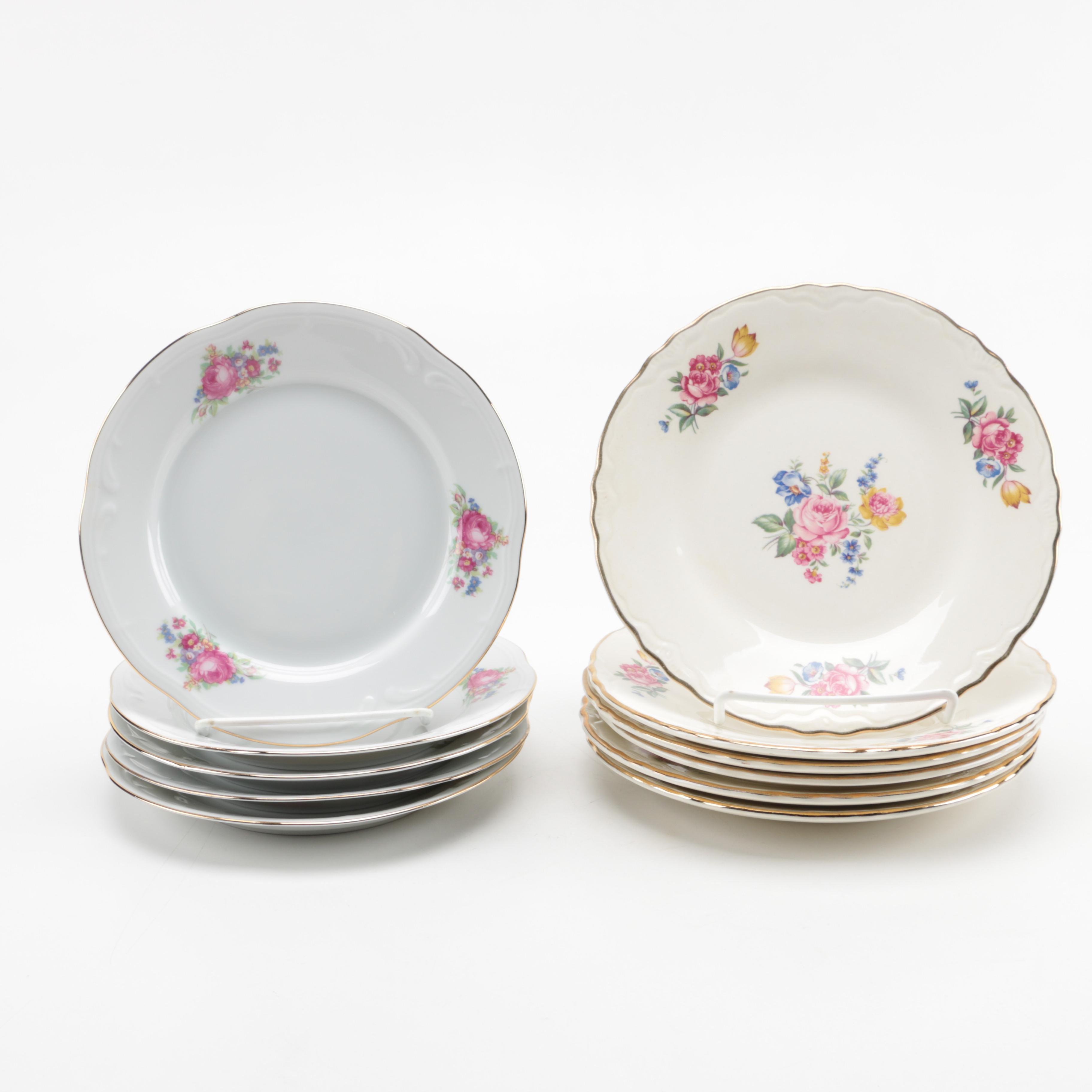 Grouping of Ceramic and Porcelain Plates in Two Patterns Featuring Wtoctawek