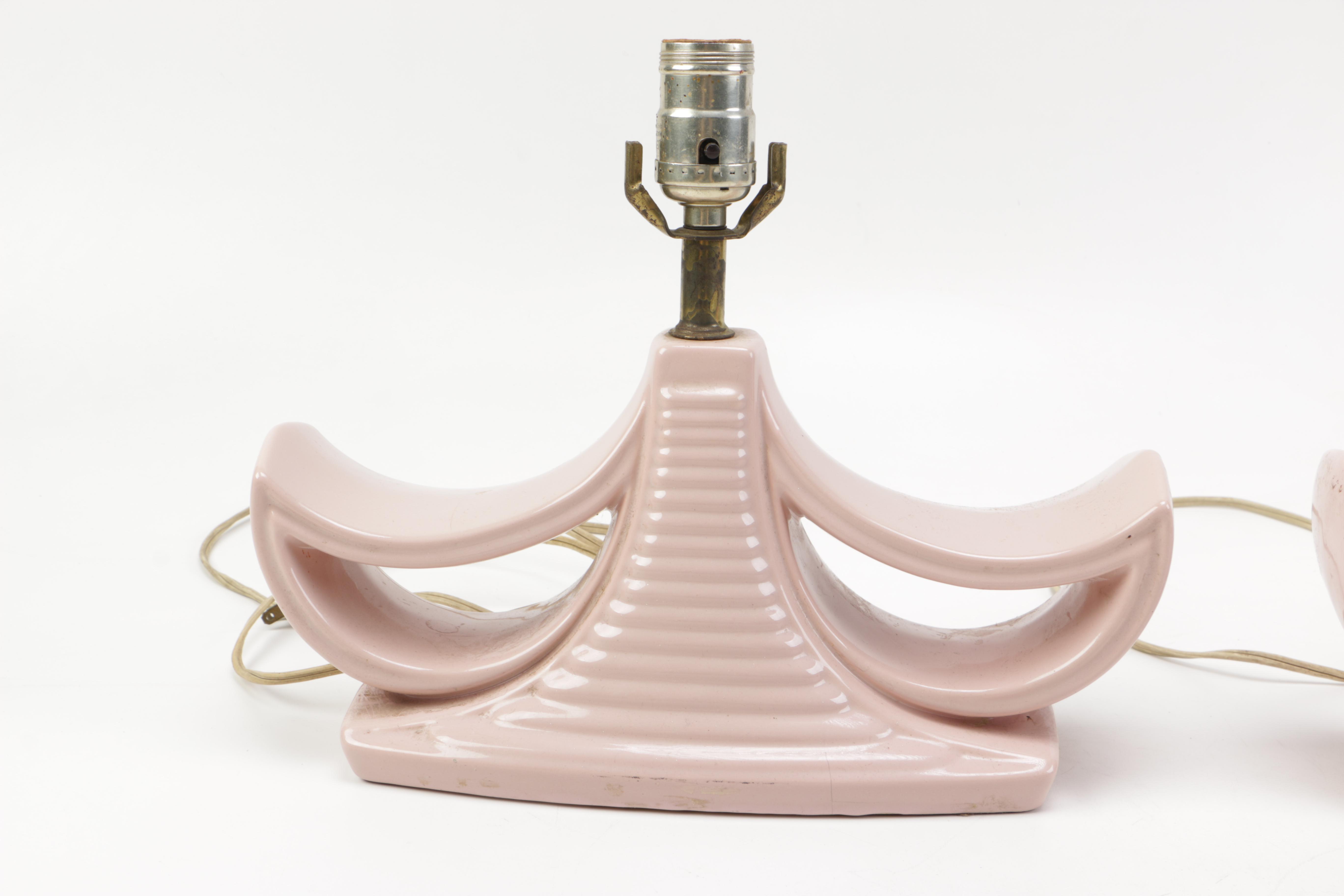 Mid-Century Rose Pink Ceramic Table Lamps