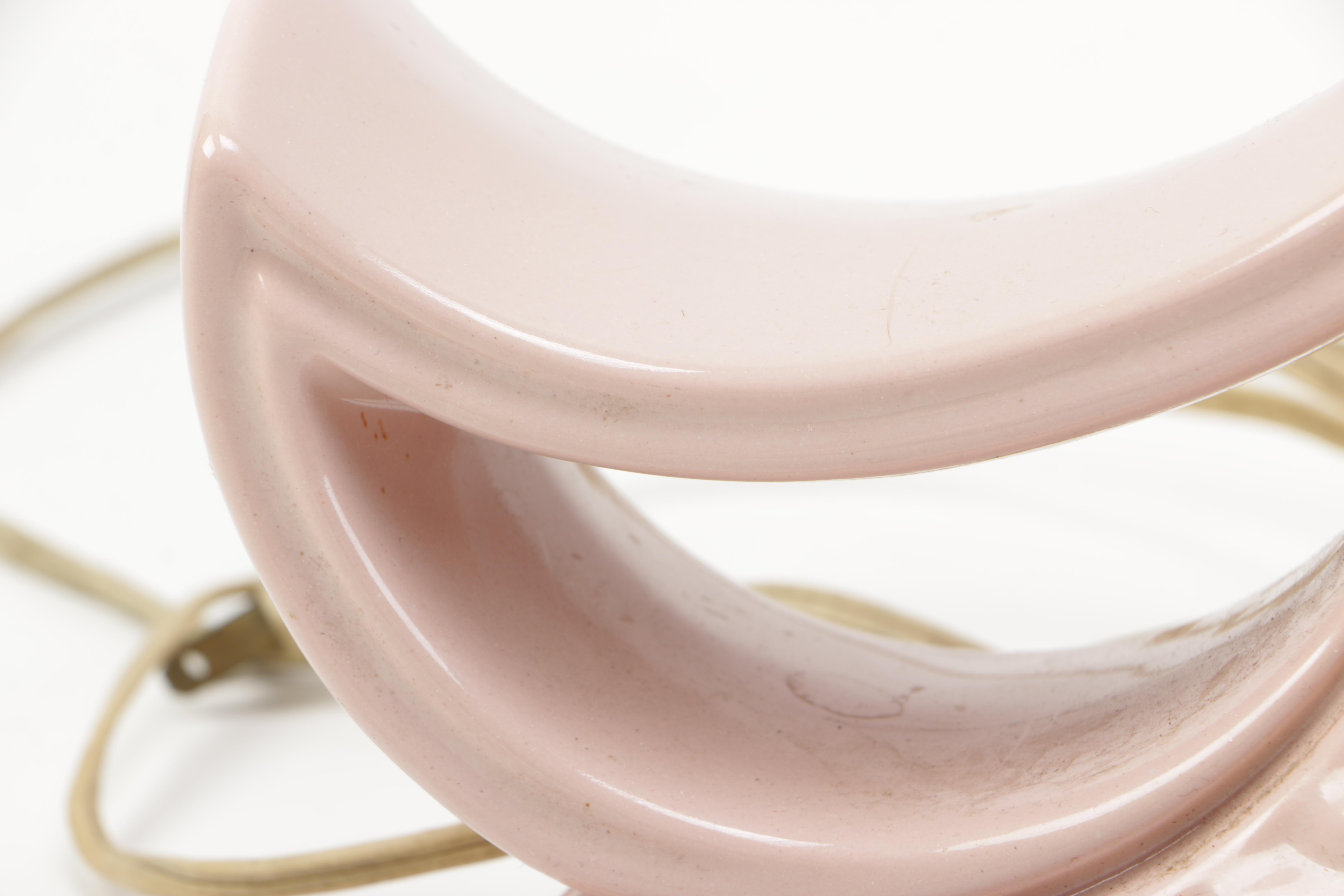 Mid-Century Rose Pink Ceramic Table Lamps