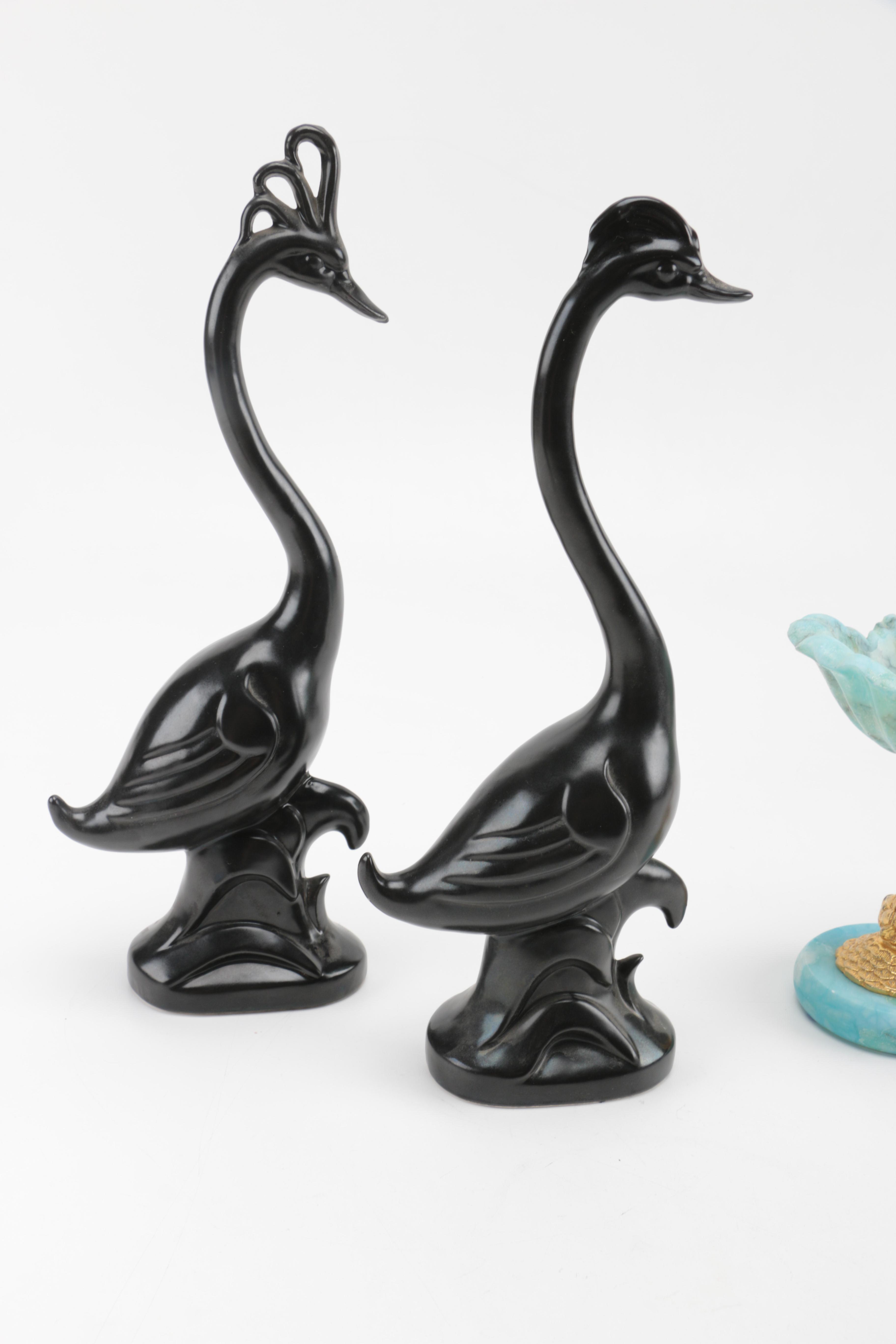 Figurines including Alabaster Floral Figurine