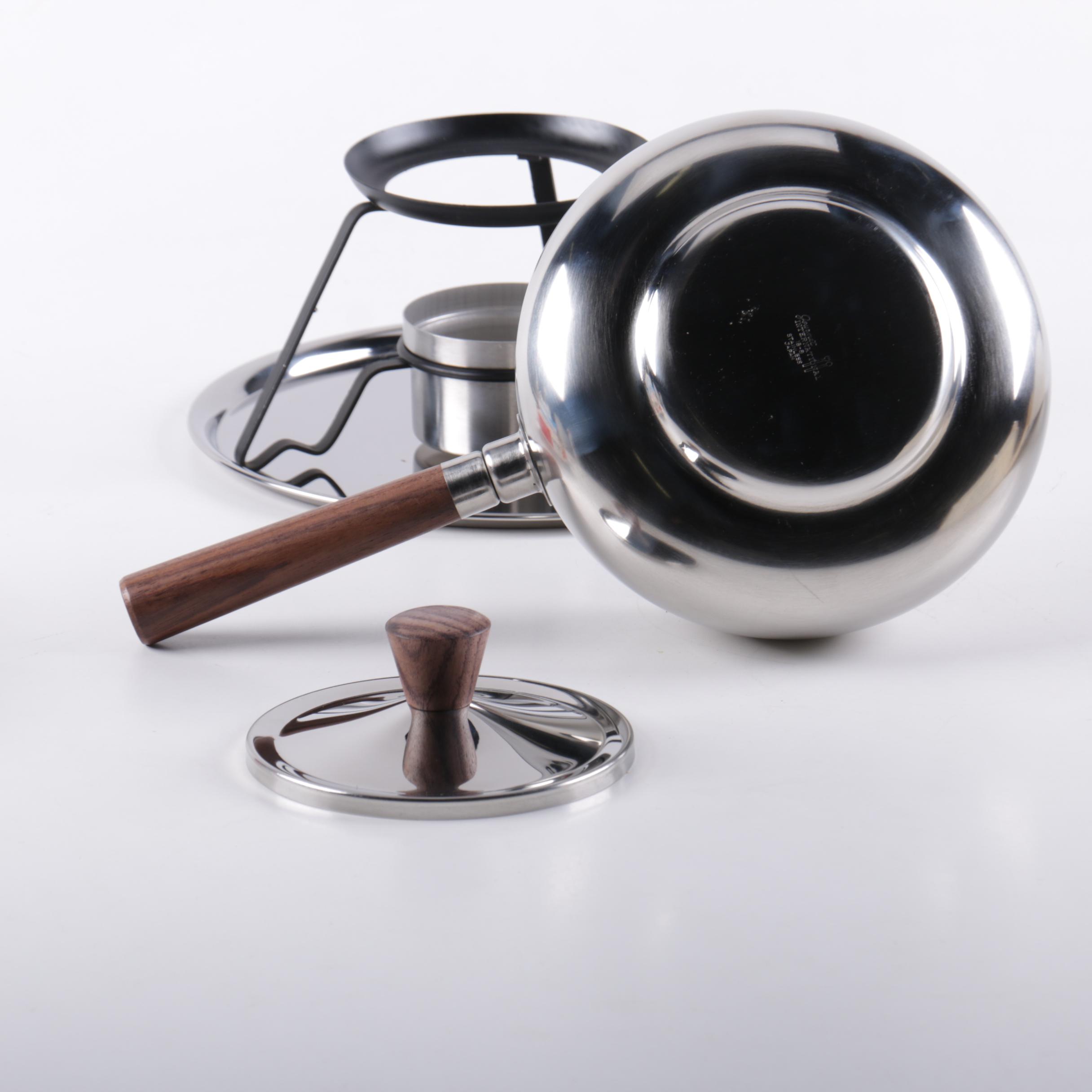 Circa 1970s Gourmet International Stainless Steel Foundue Set