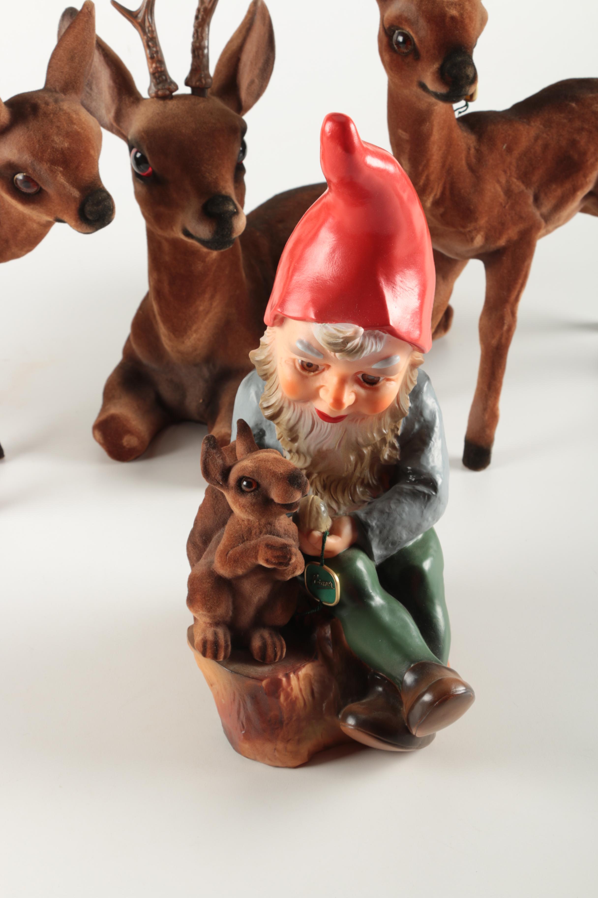 Vintage Heissner Gnome and Deer Set