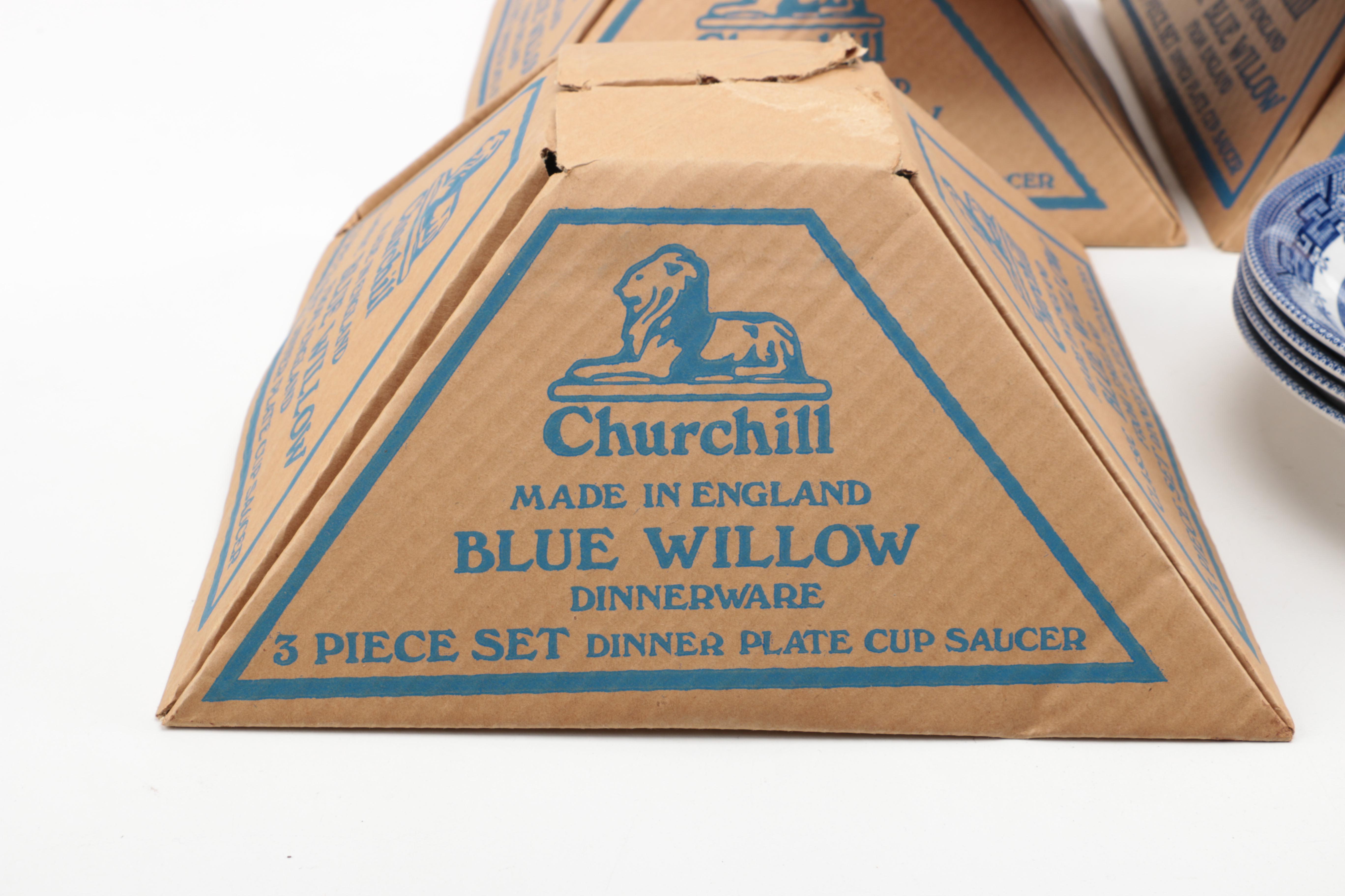 Churchill Blue "Willow" Dinnerware