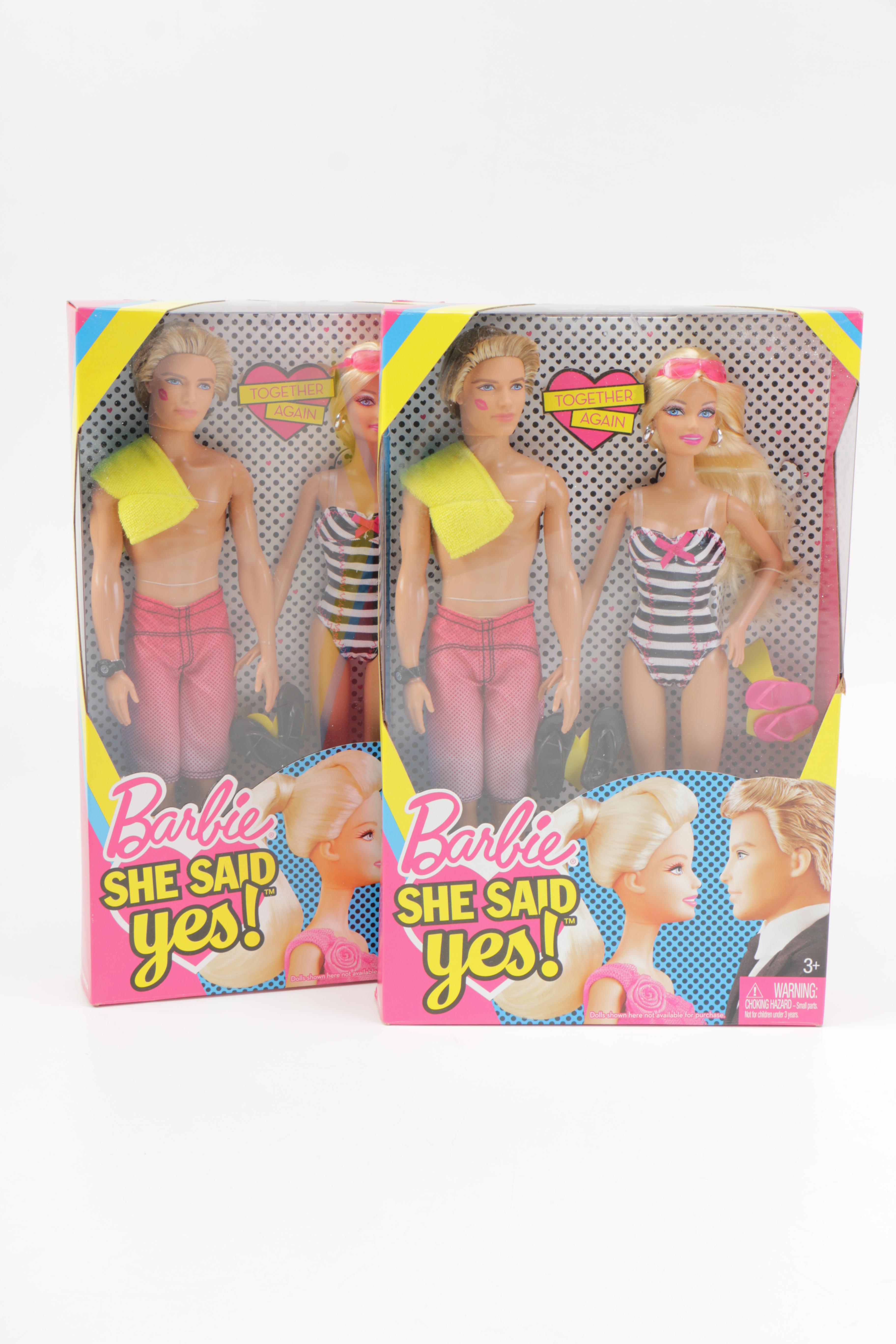Assortment of Barbie Dolls Including "She Said Yes!"