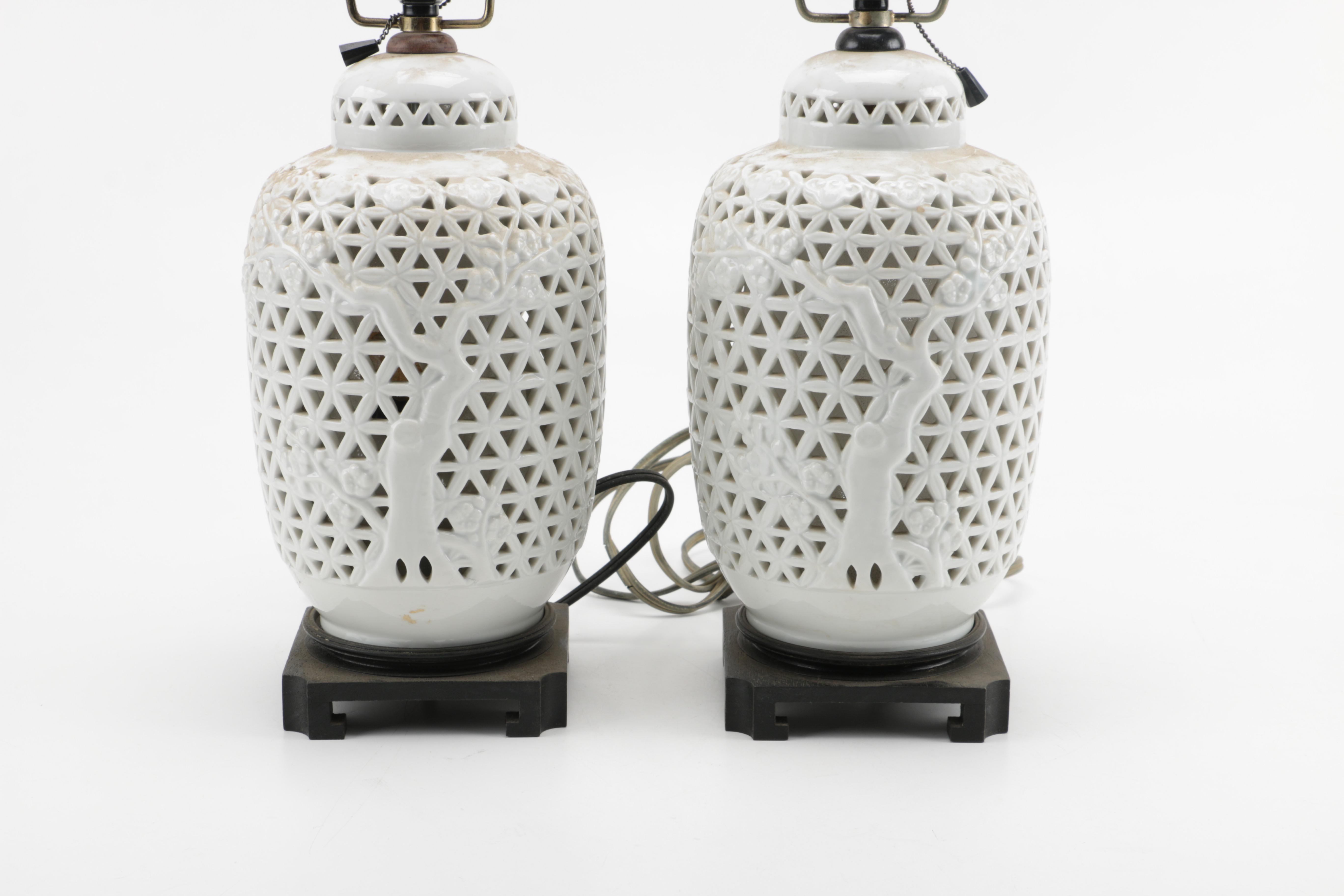 Pierced Ceramic Table Lamps