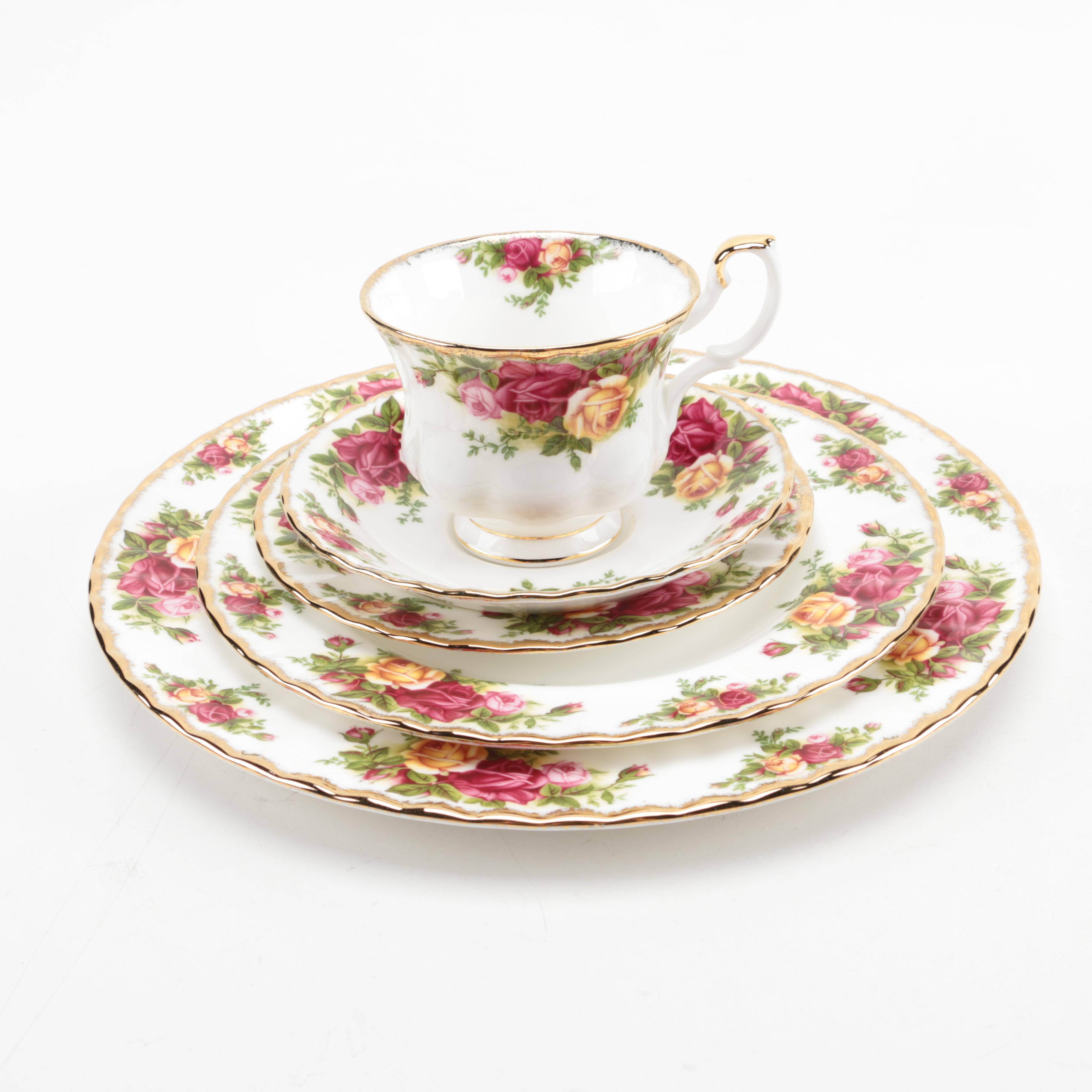 Set of Royal Albert China in the "Old Country Roses" Pattern