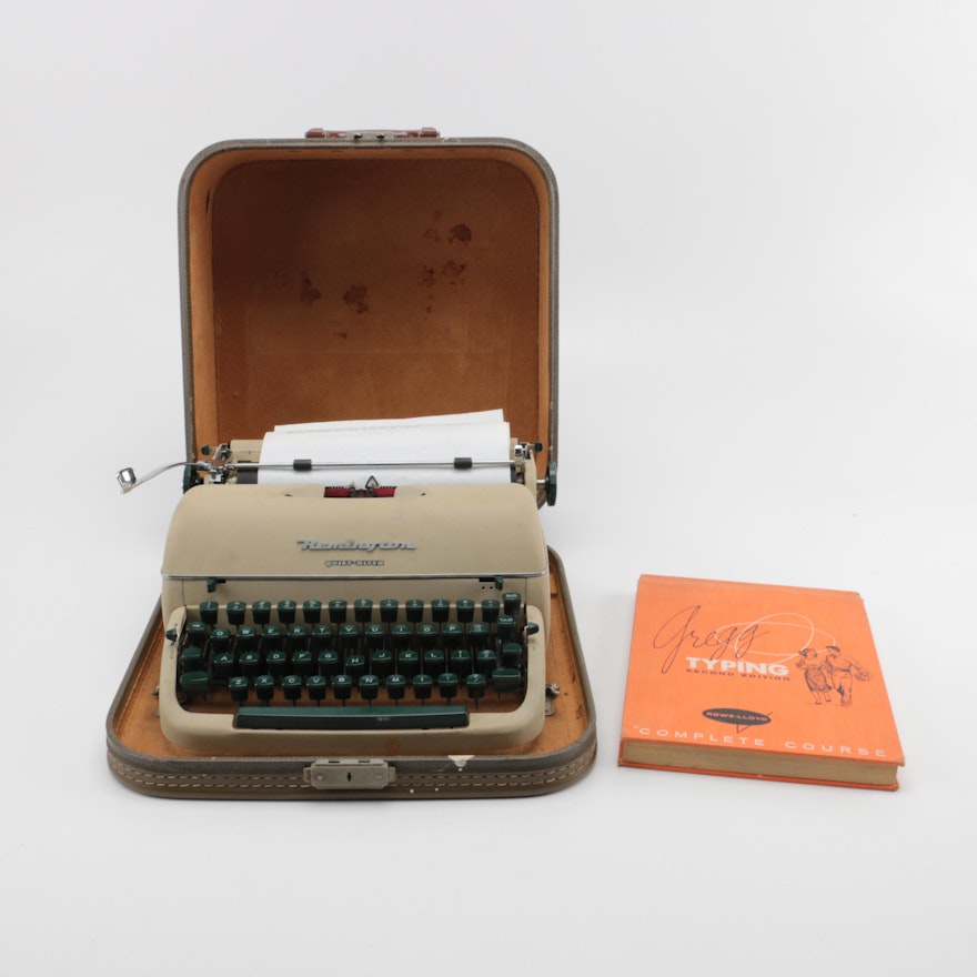 Vintage Remington Typewriter in Case with Book