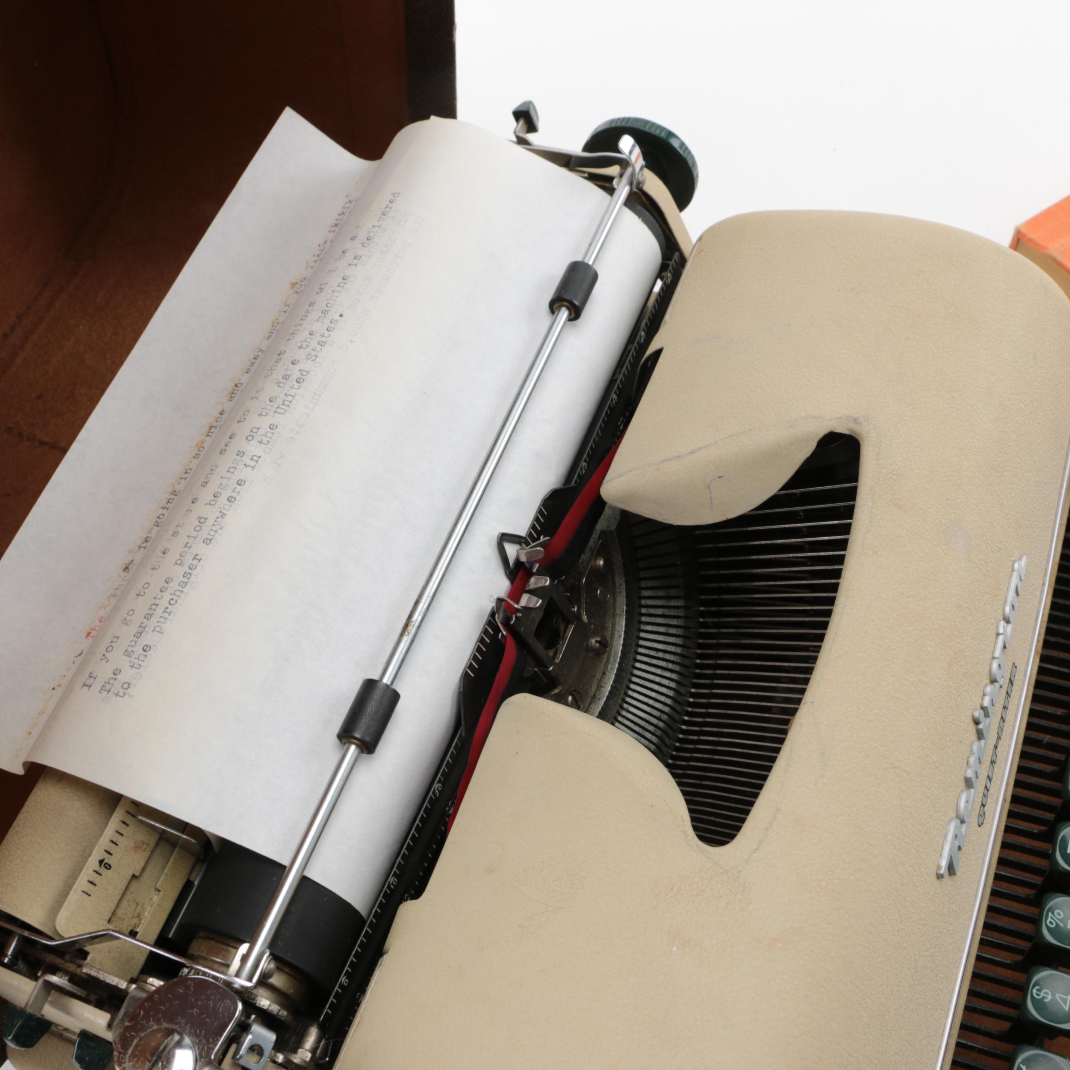 Vintage Remington Typewriter in Case with Book