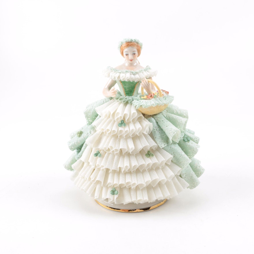 MZ Irish Dresden Porcelain Figurine "Going to the Fair"