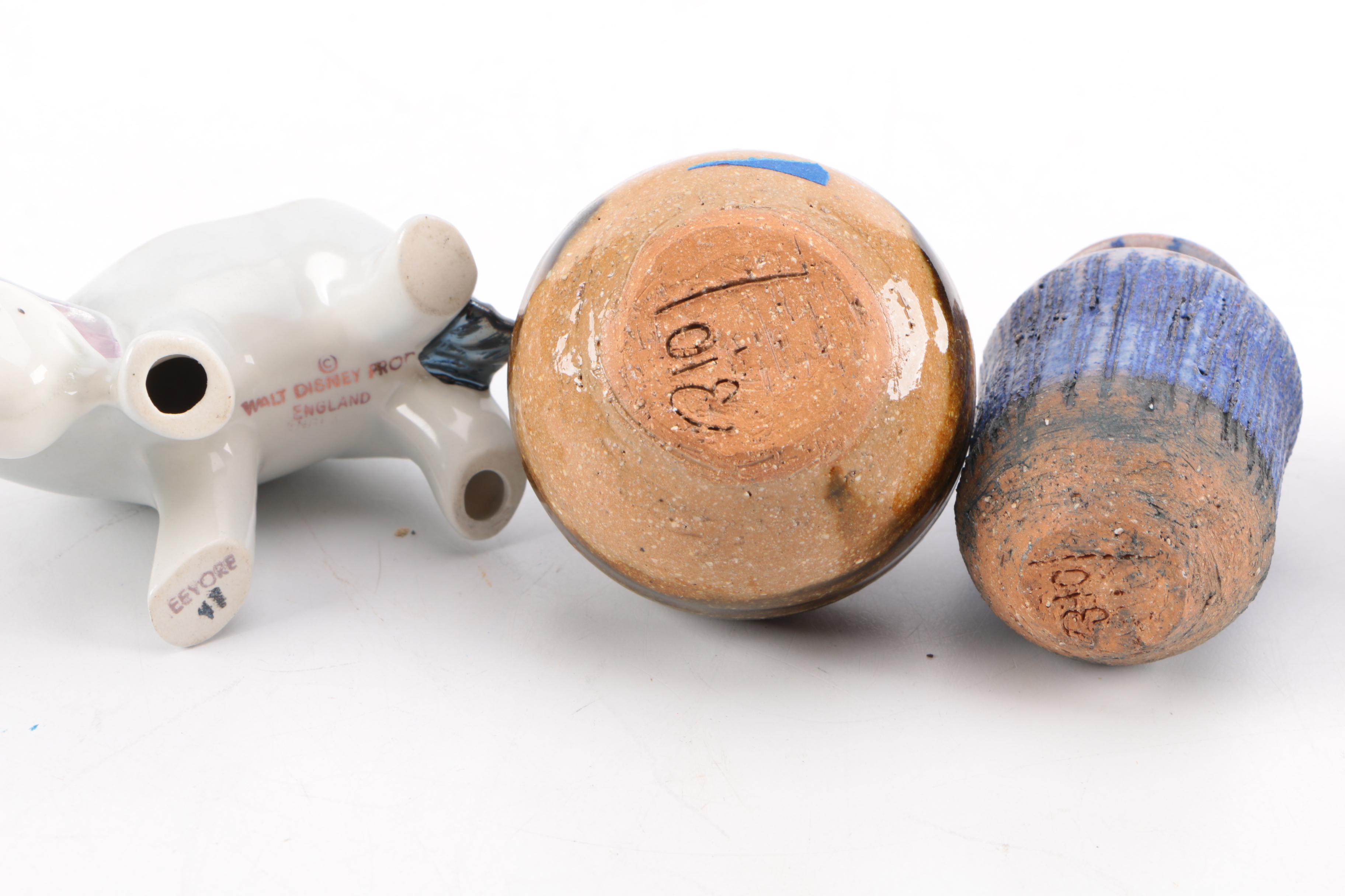 Assortment Of Hand Thrown Stoneware  and Carved Figurines