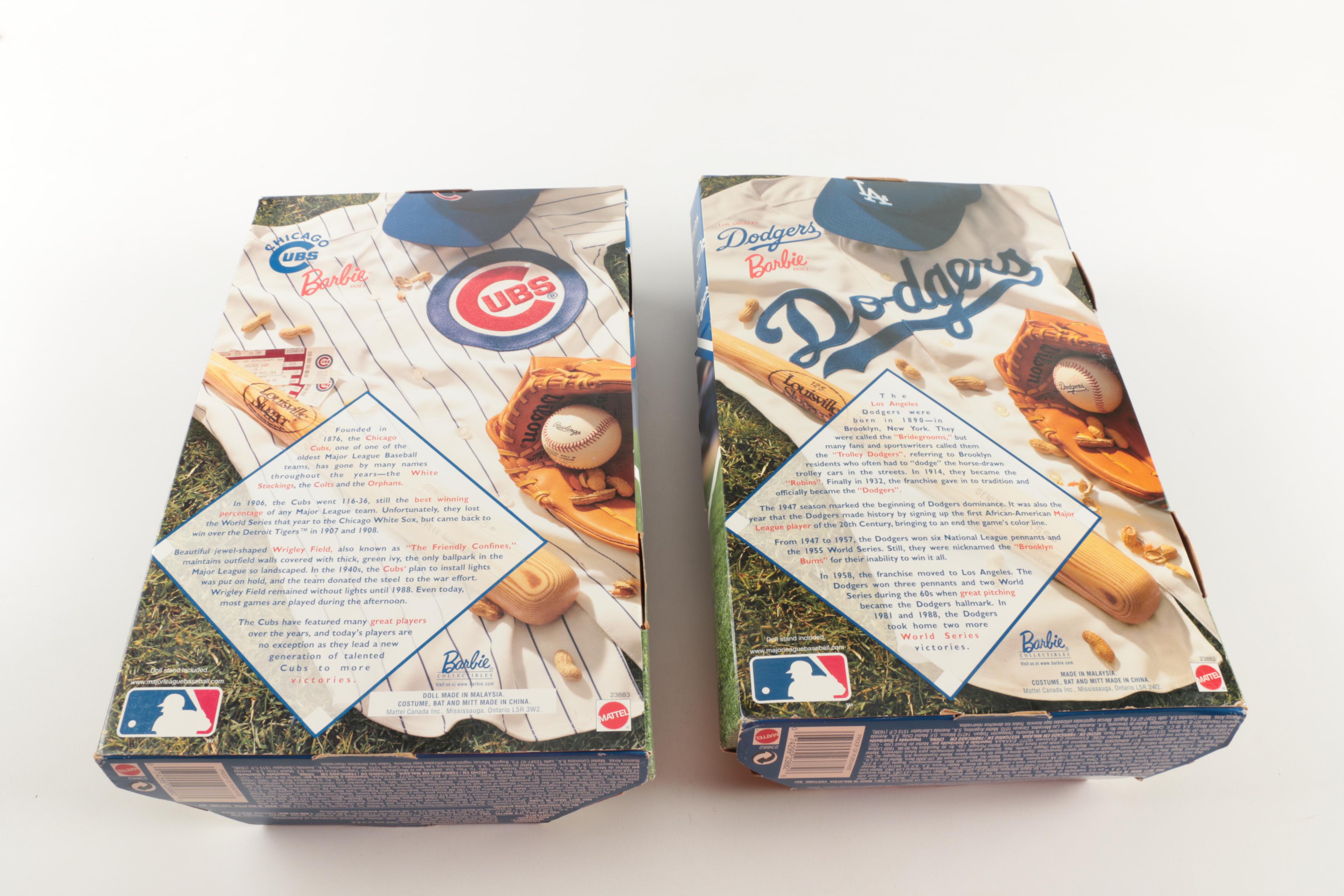 "Chicago Cubs" and "LA Dodgers" Barbie Dolls