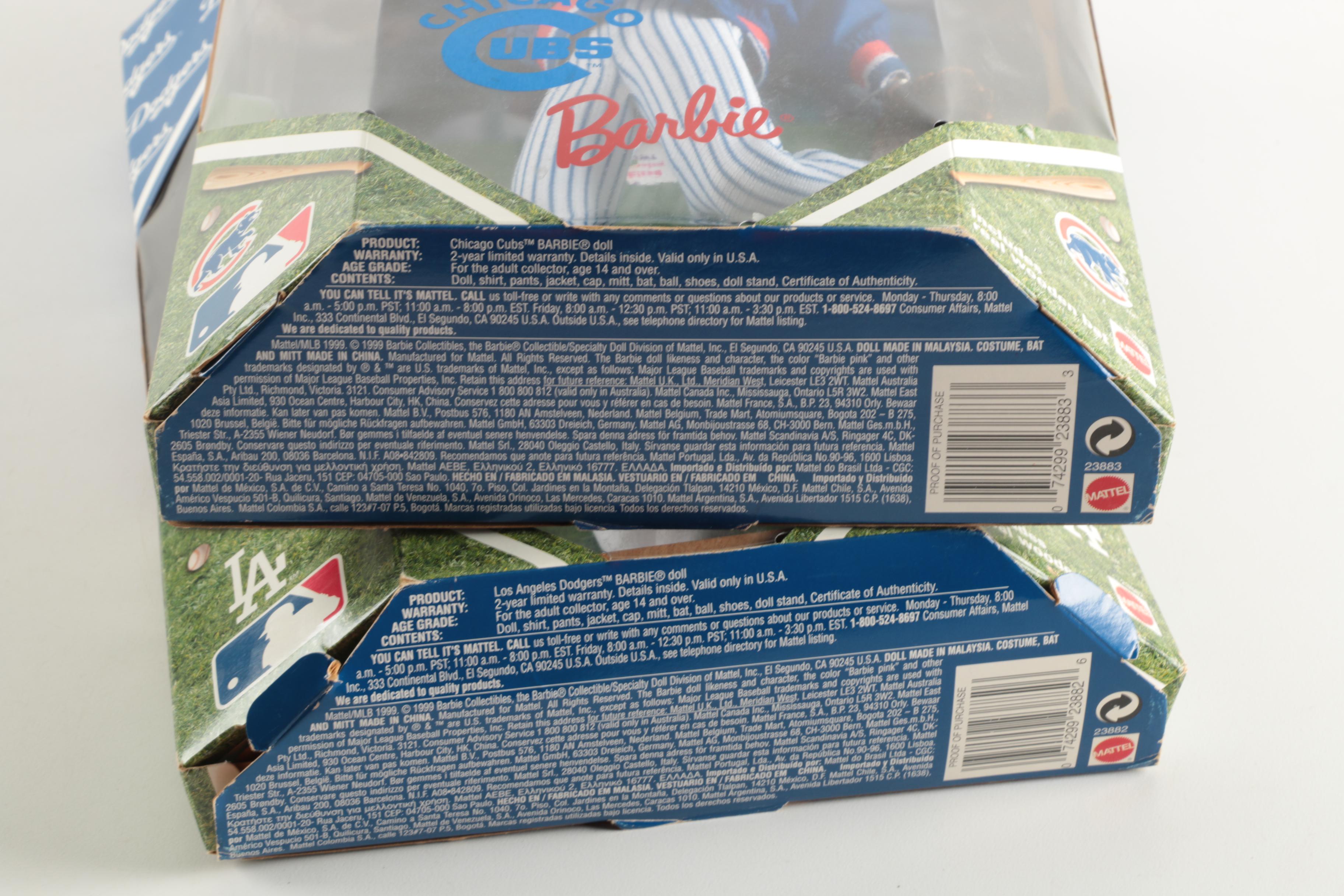 "Chicago Cubs" and "LA Dodgers" Barbie Dolls