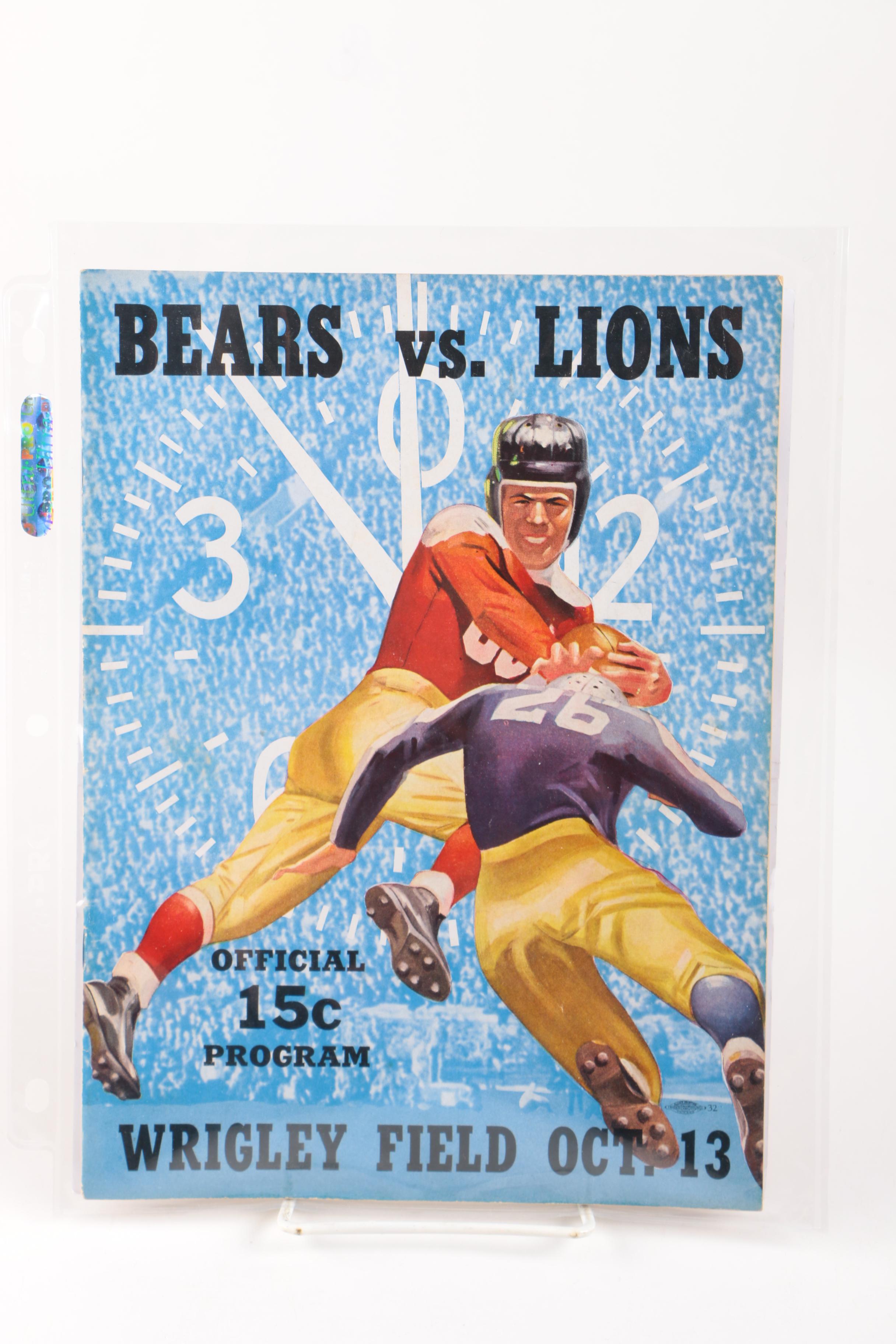 1940 Bears vs. Lions Wrigley Field Program