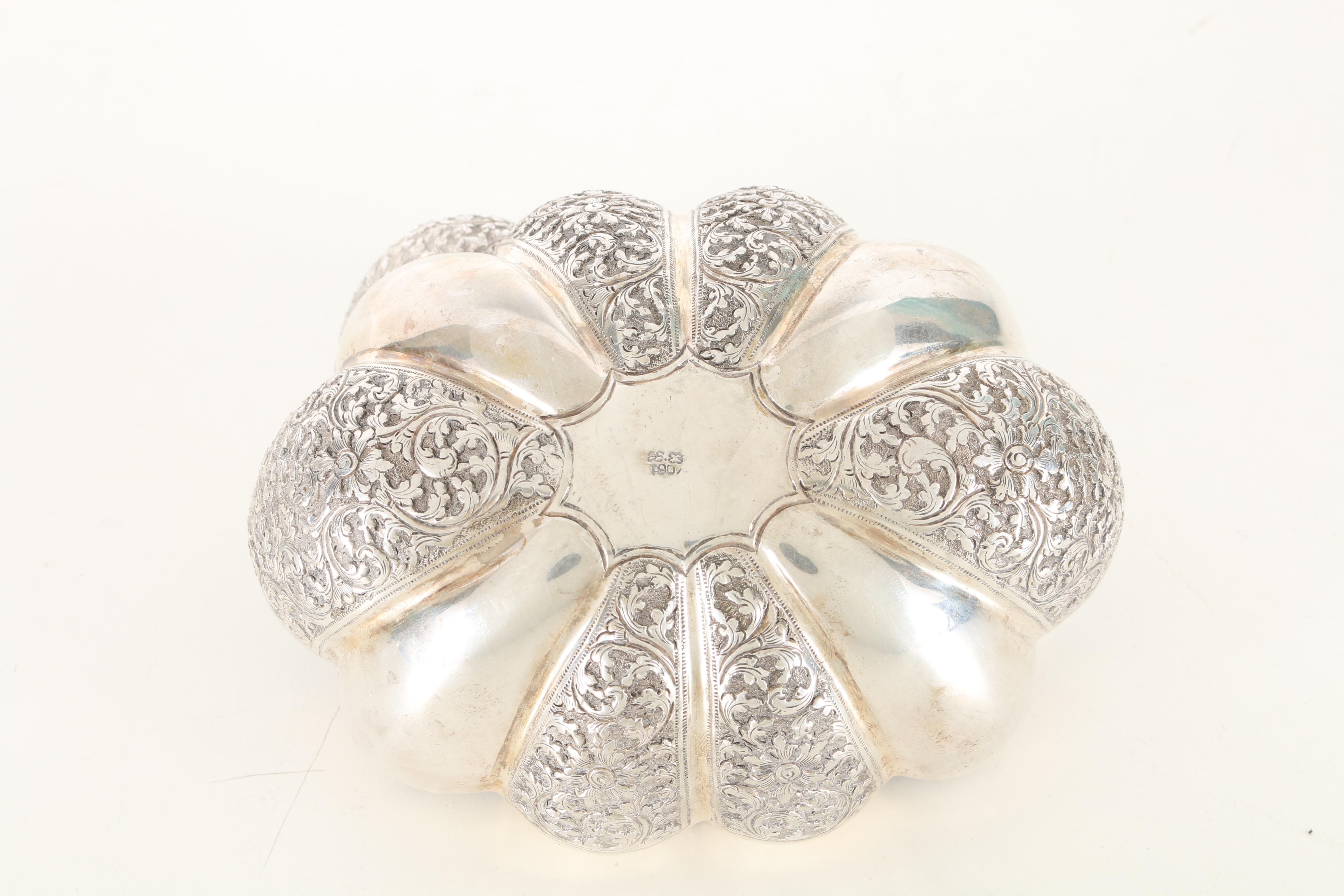 Early 20th Century Khmer, Cambodian .900 Silver Betel Box in Melon Form