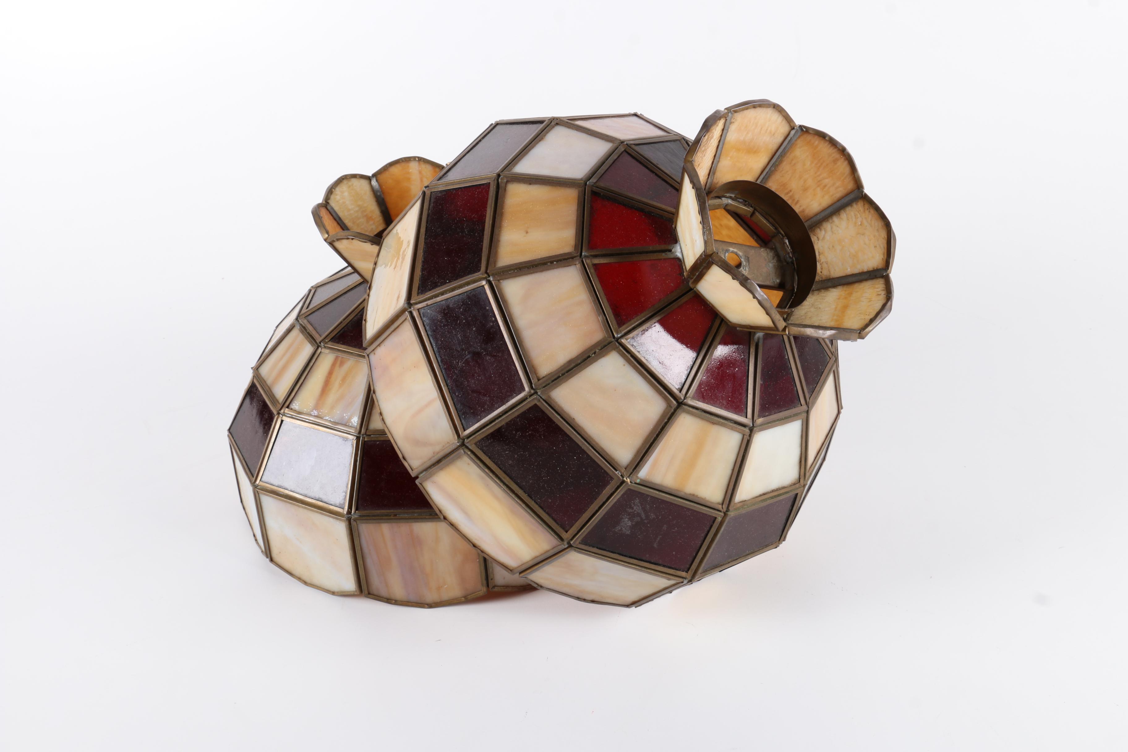 Vintage Stained Glass Hanging Lampshades
