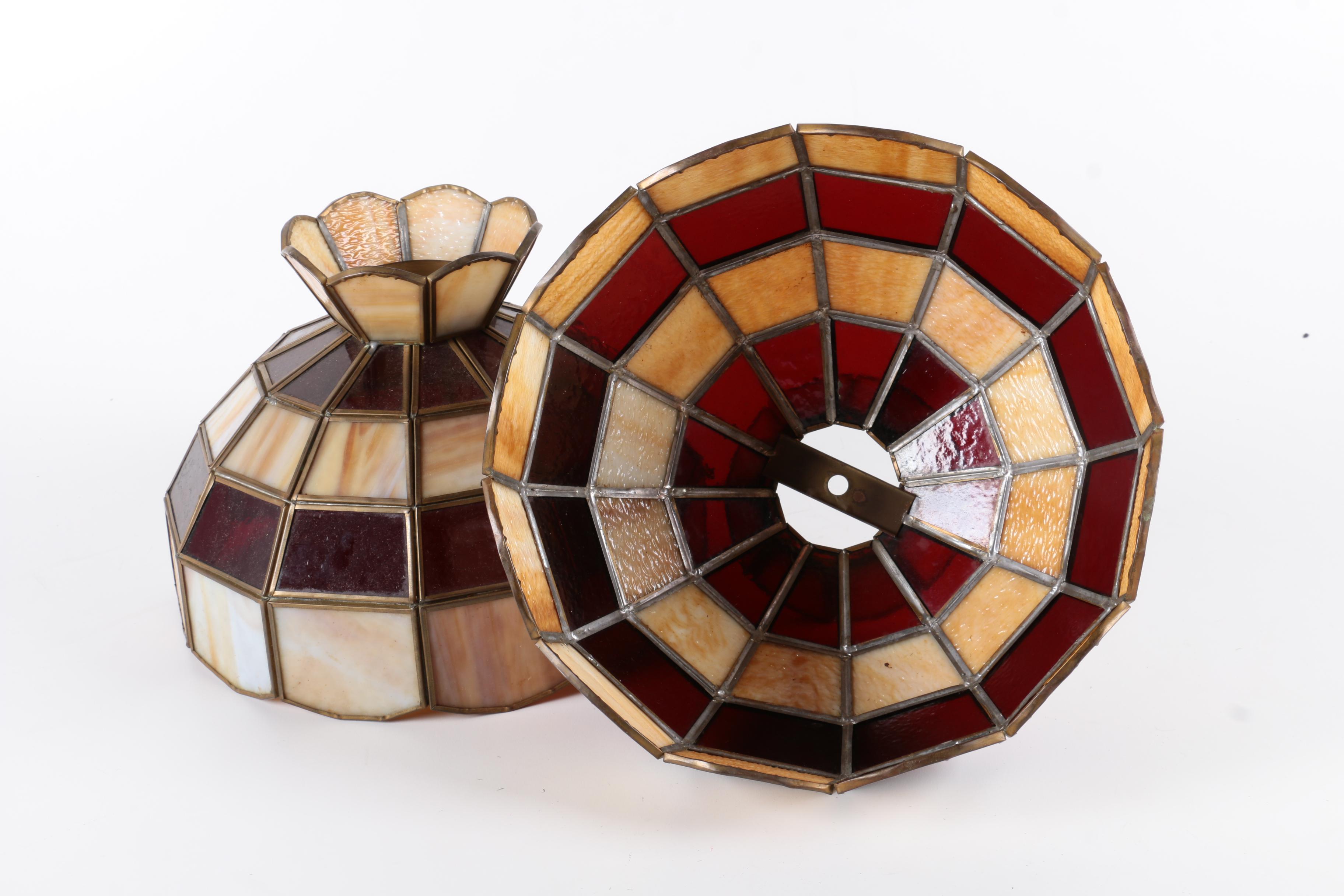 Vintage Stained Glass Hanging Lampshades