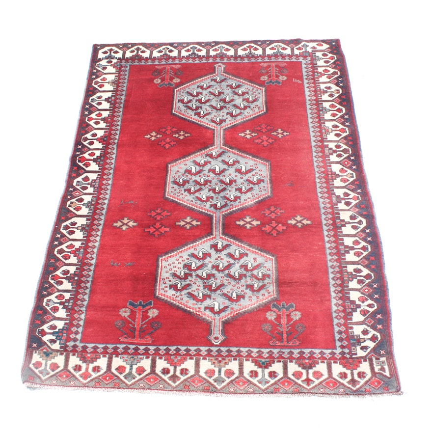 Hand-Knotted Signed Kazak Wool Area Rug