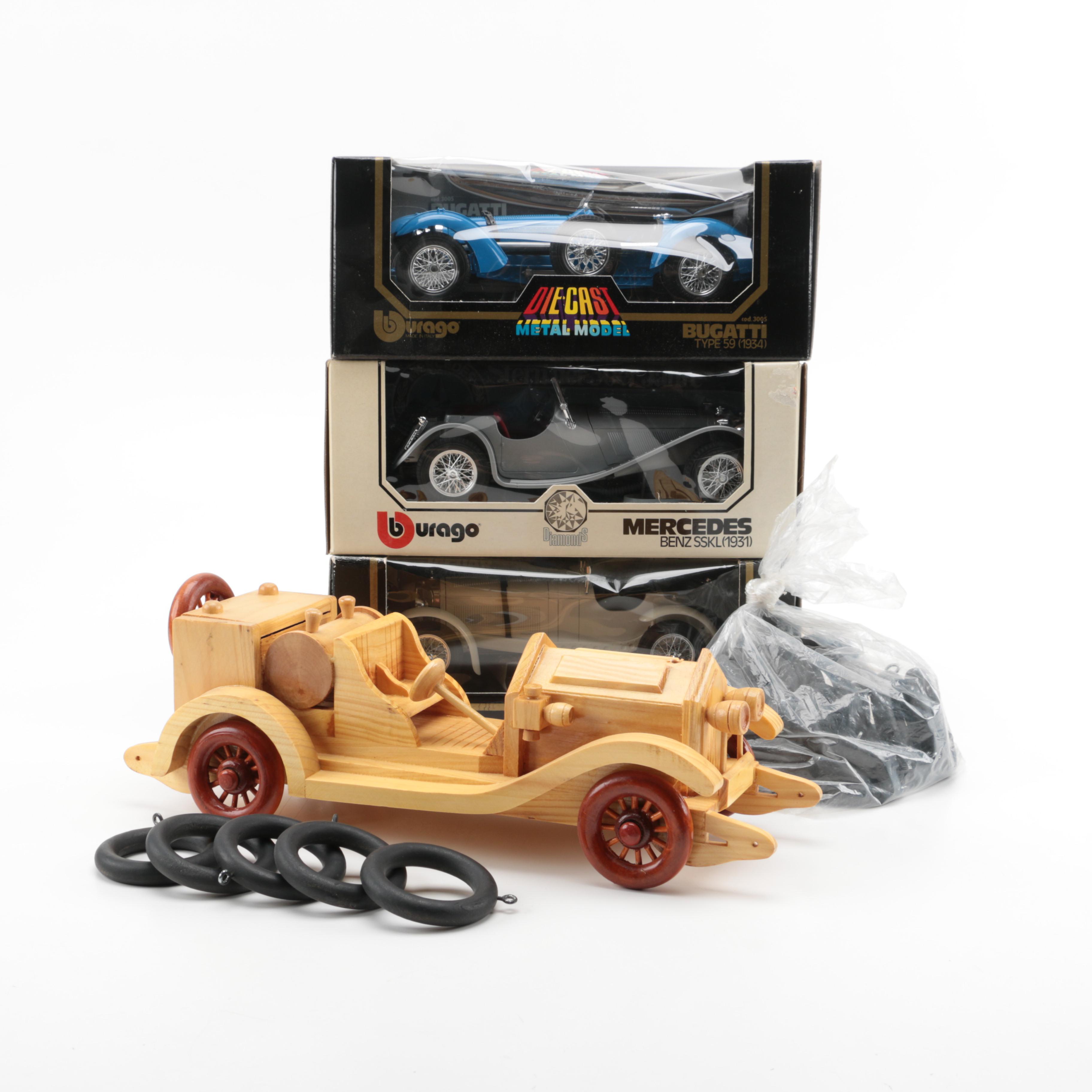 Four Die-Cast and Wooden Cars