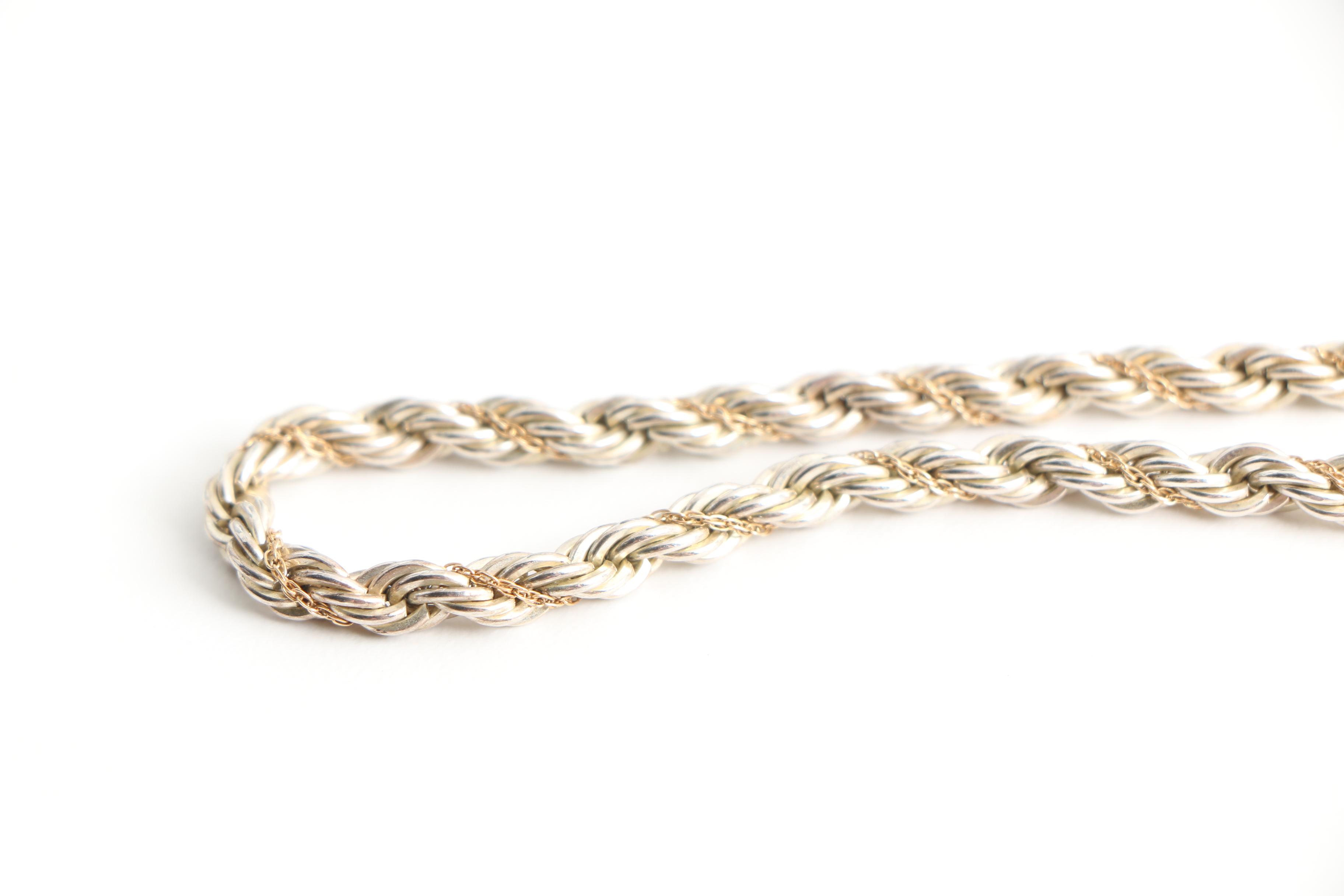 Precious Precious Sterling Silver Necklace with 14K Yellow Gold Accent