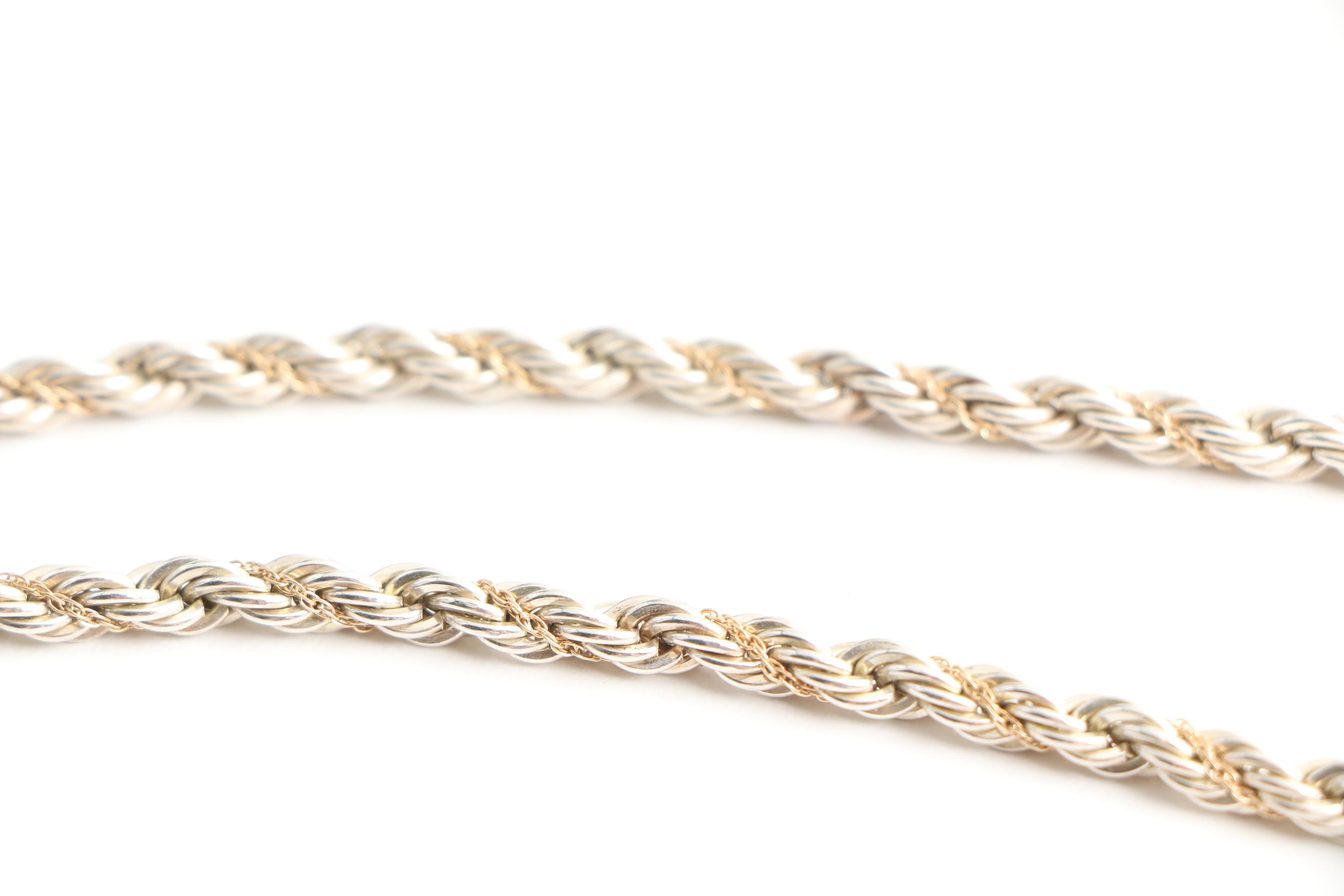 Precious Precious Sterling Silver Necklace with 14K Yellow Gold Accent