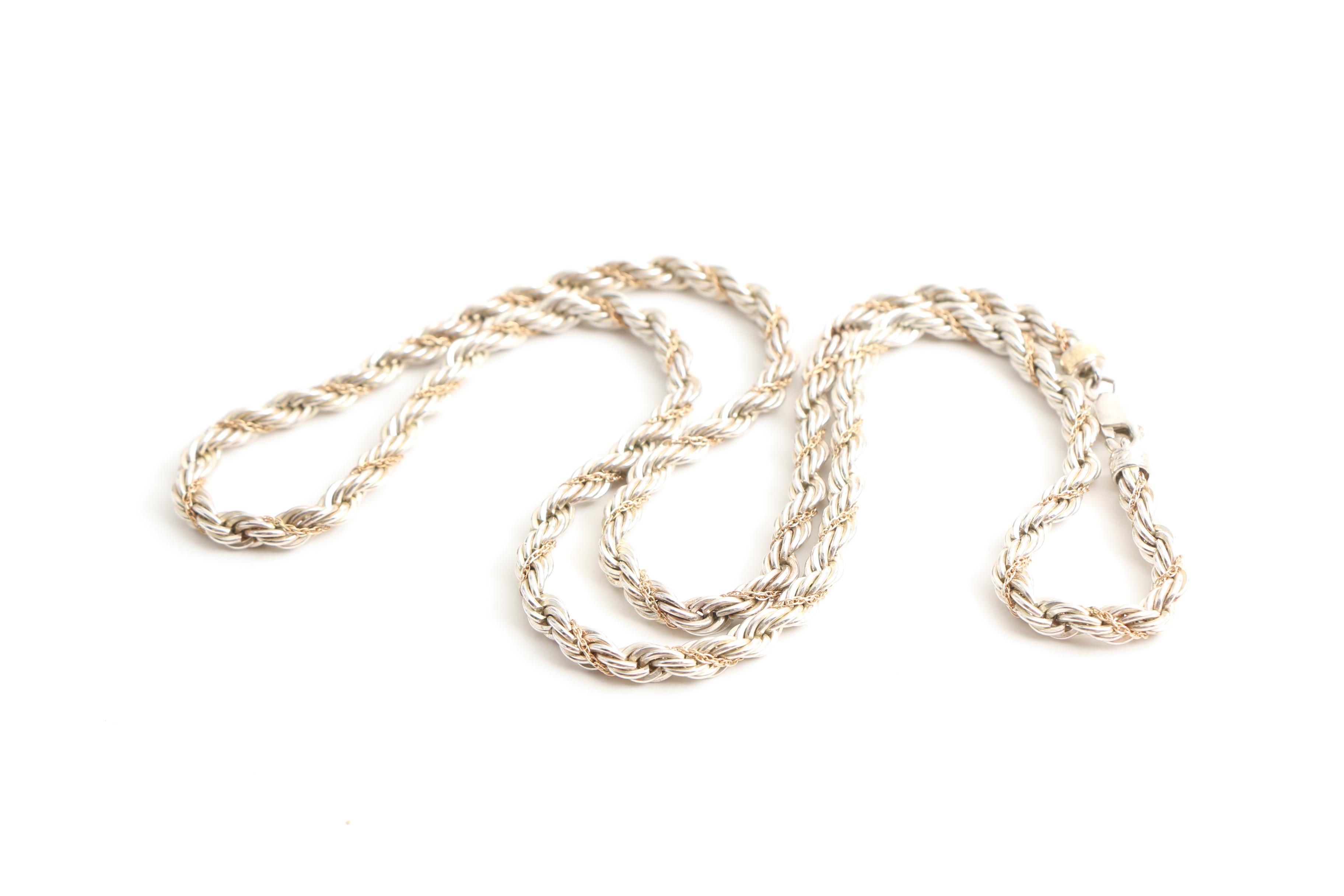 Precious Precious Sterling Silver Necklace with 14K Yellow Gold Accent