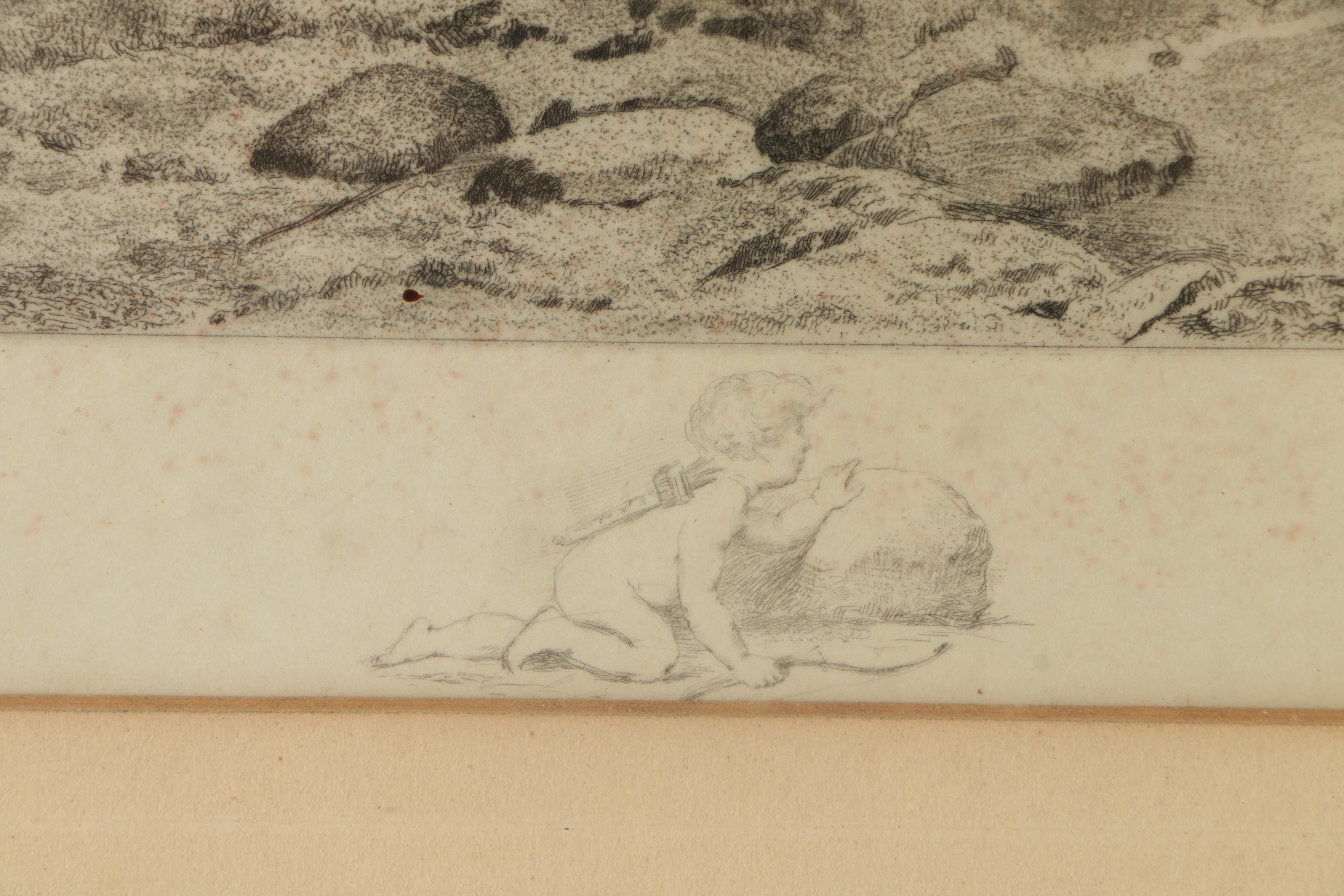 Edward Percy Moran Etching of a Young Couple by the Sea