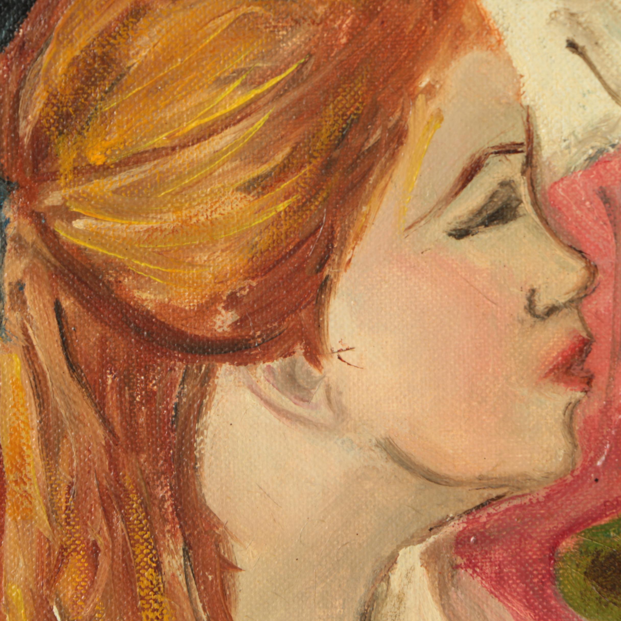 Beverly Eckhouse Oil Painting on Canvas Board of Piano Scene