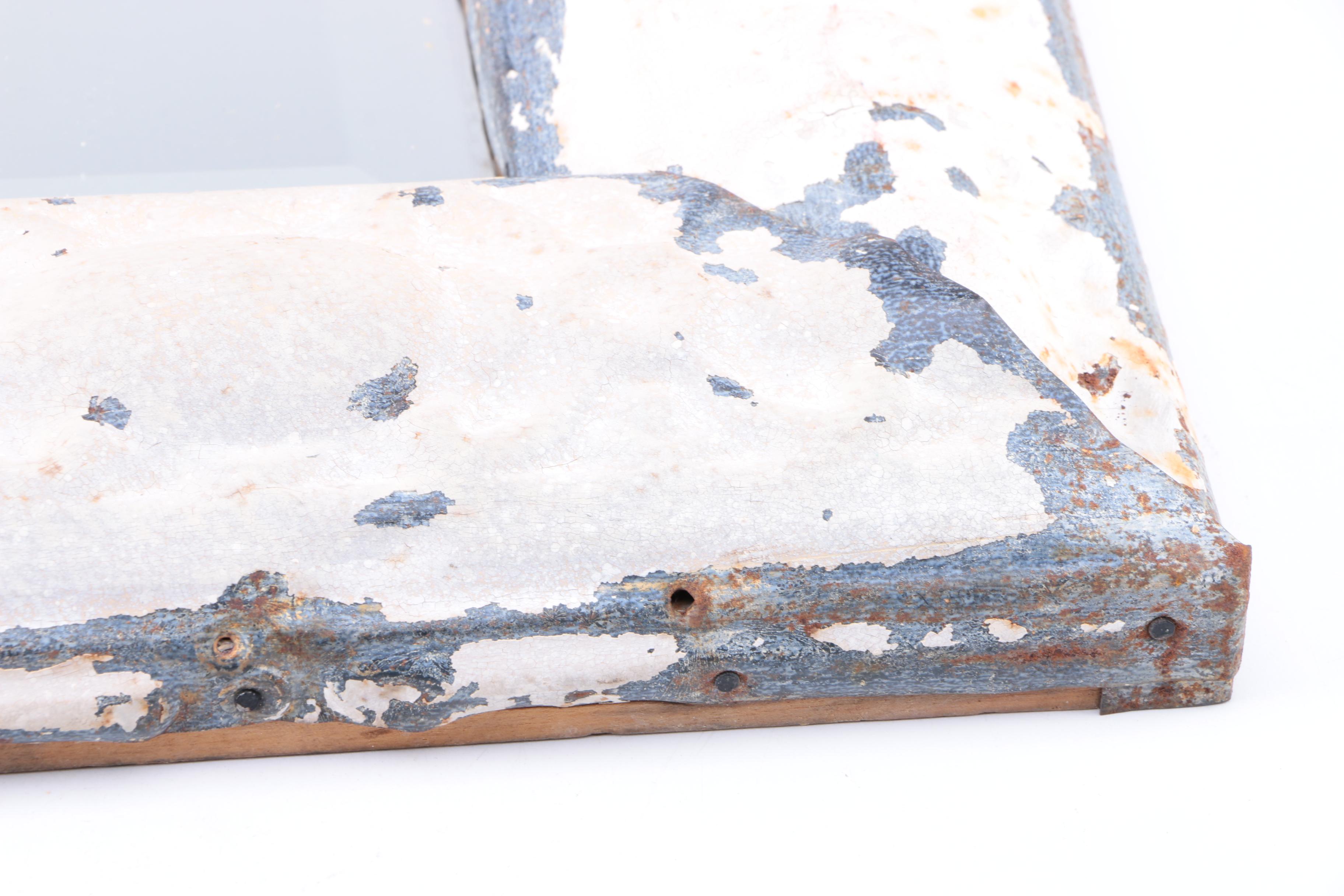 Distressed Metal and Wood Wall Mirror