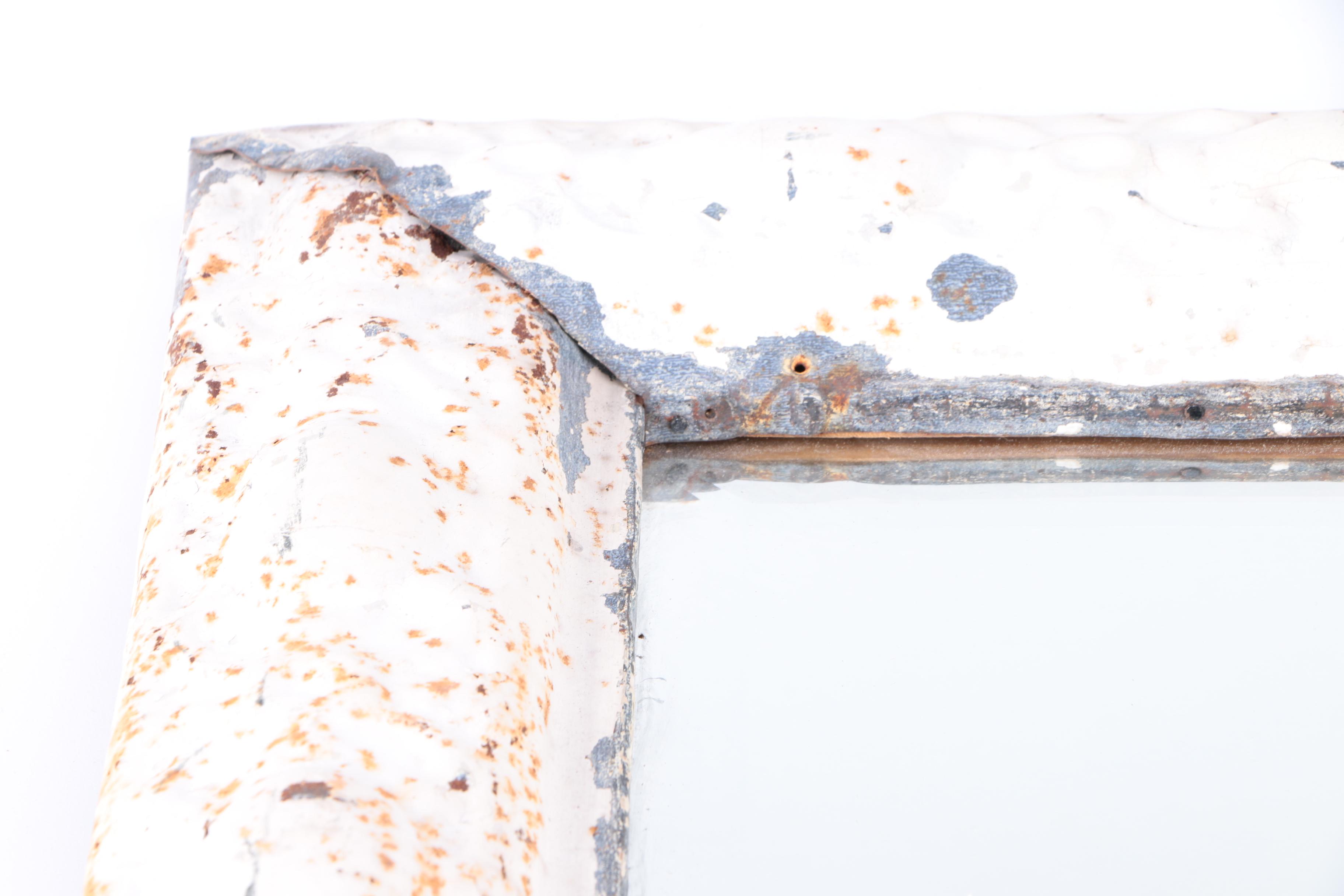 Distressed Metal and Wood Wall Mirror