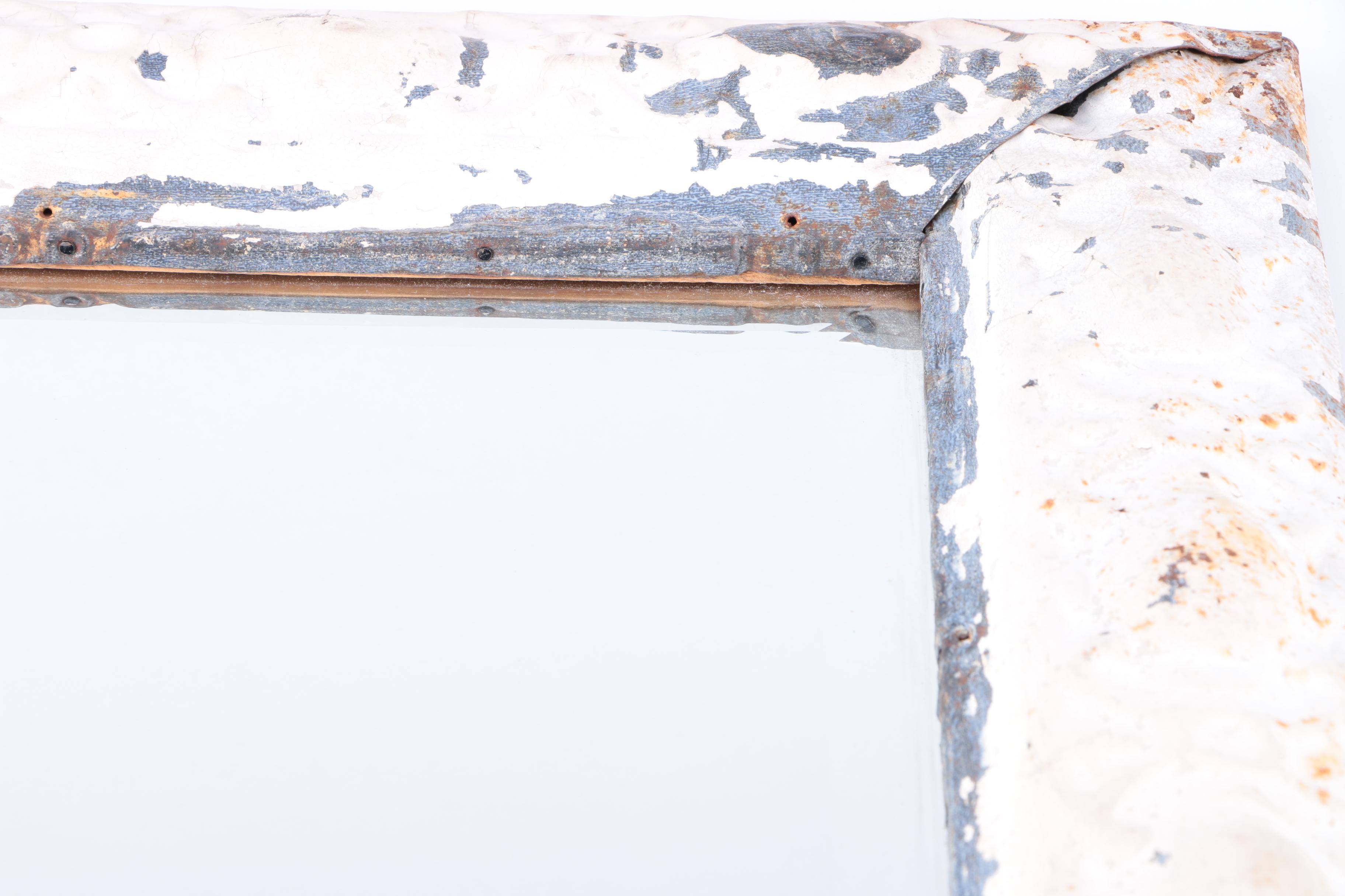 Distressed Metal and Wood Wall Mirror