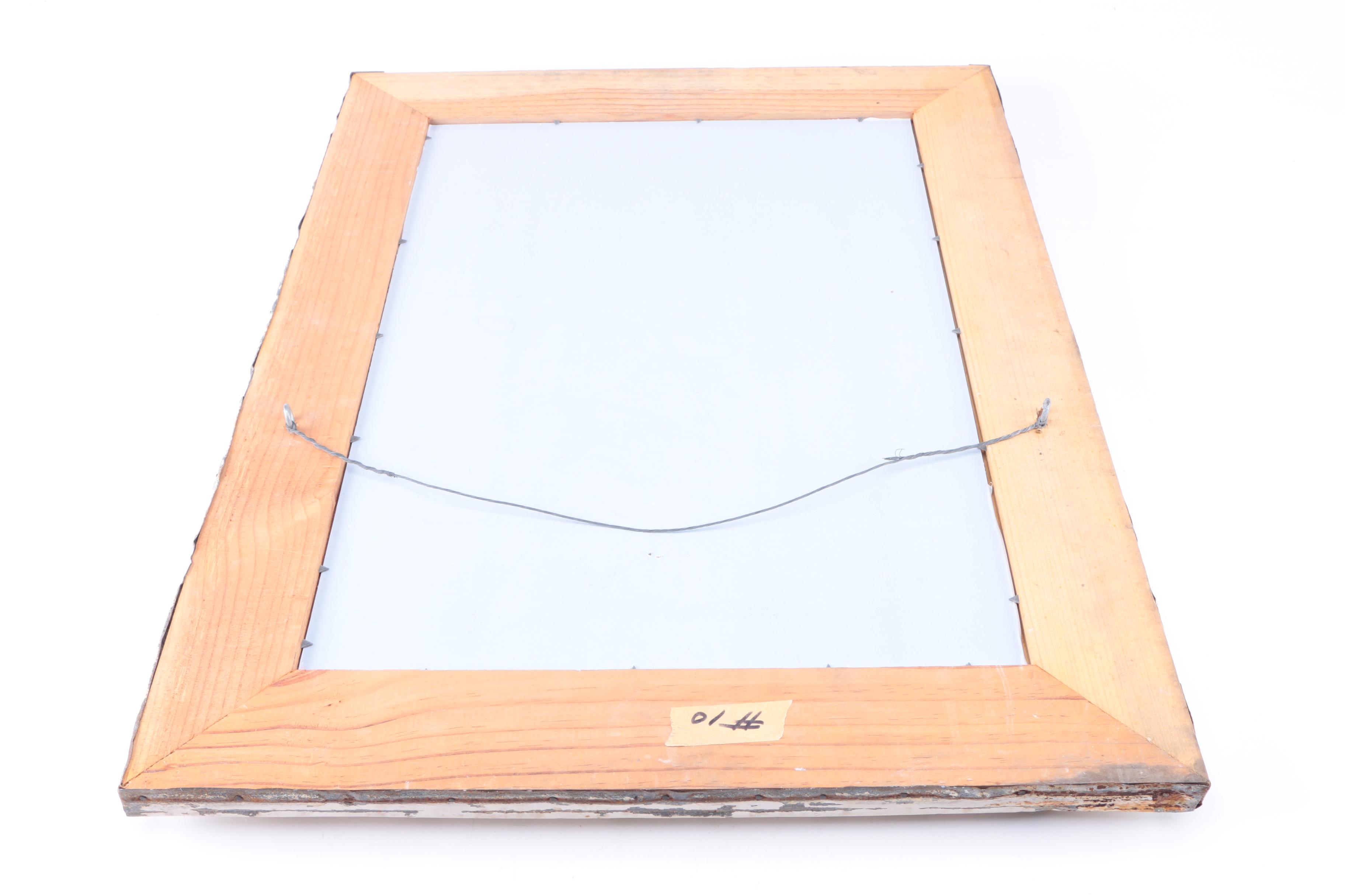 Distressed Metal and Wood Wall Mirror