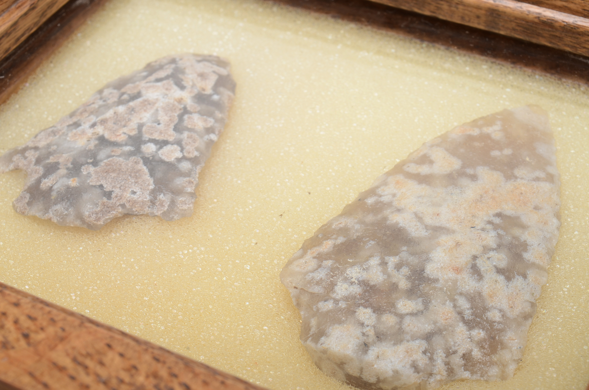 Quartzite Arrowheads in Display Case