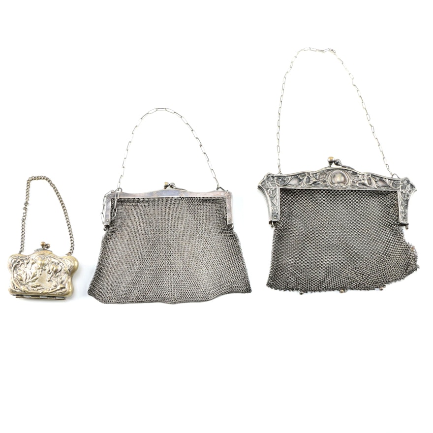 Three Early 20th Century German Silver Handbags
