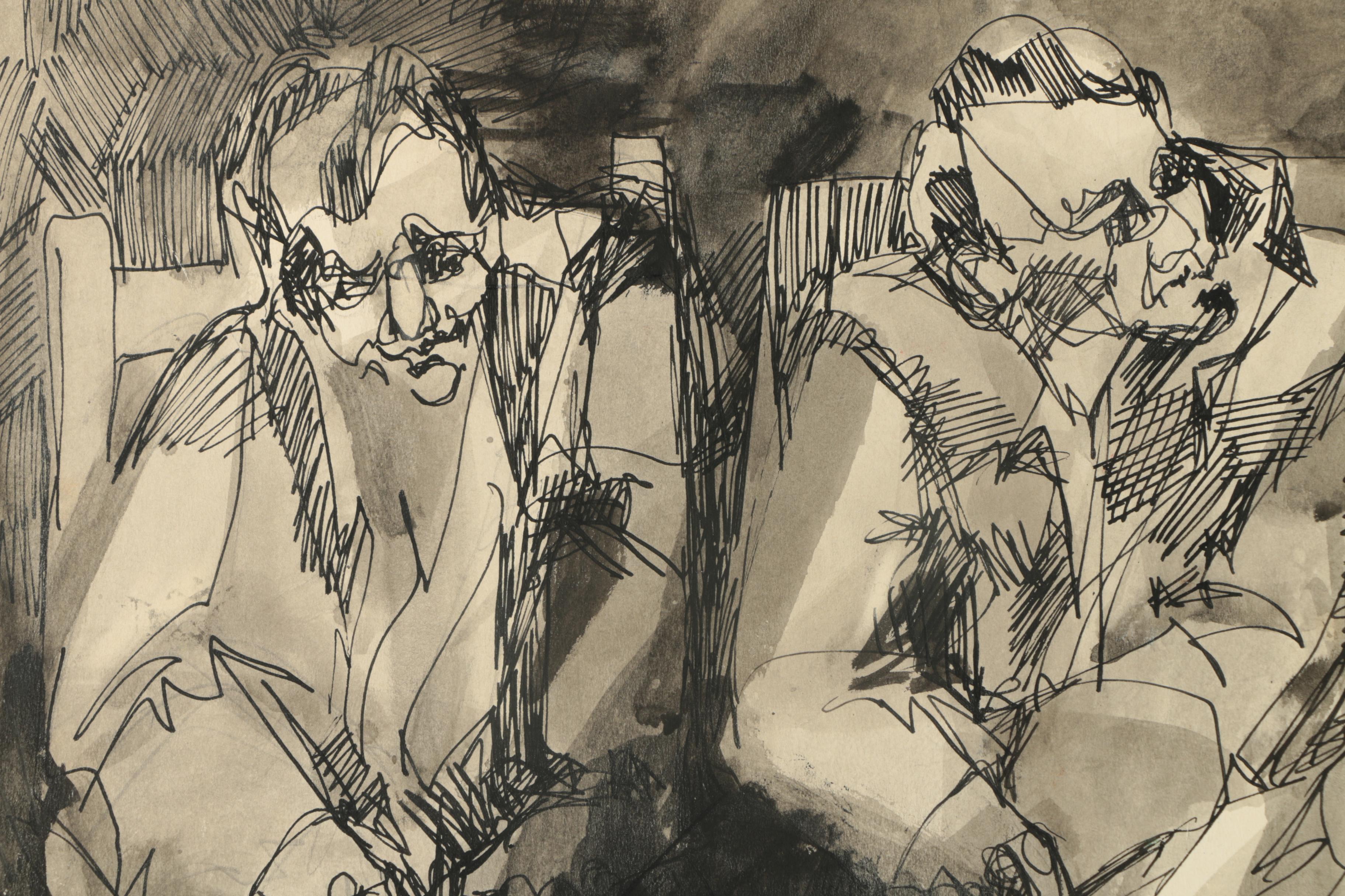 Kathleen Clark Ink and Ink Wash Drawing on Board "The Prophet"