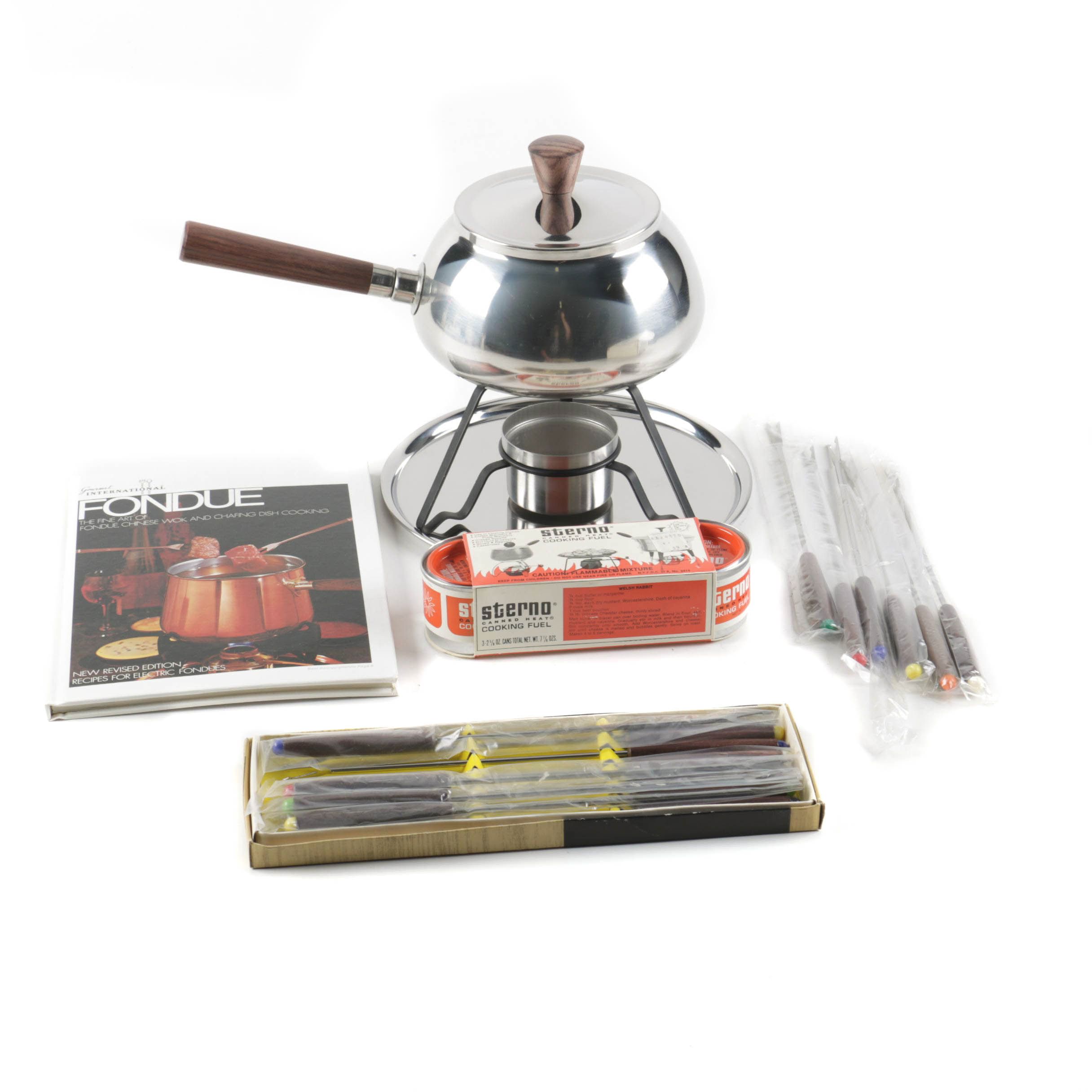 Circa 1970s Gourmet International Stainless Steel Foundue Set