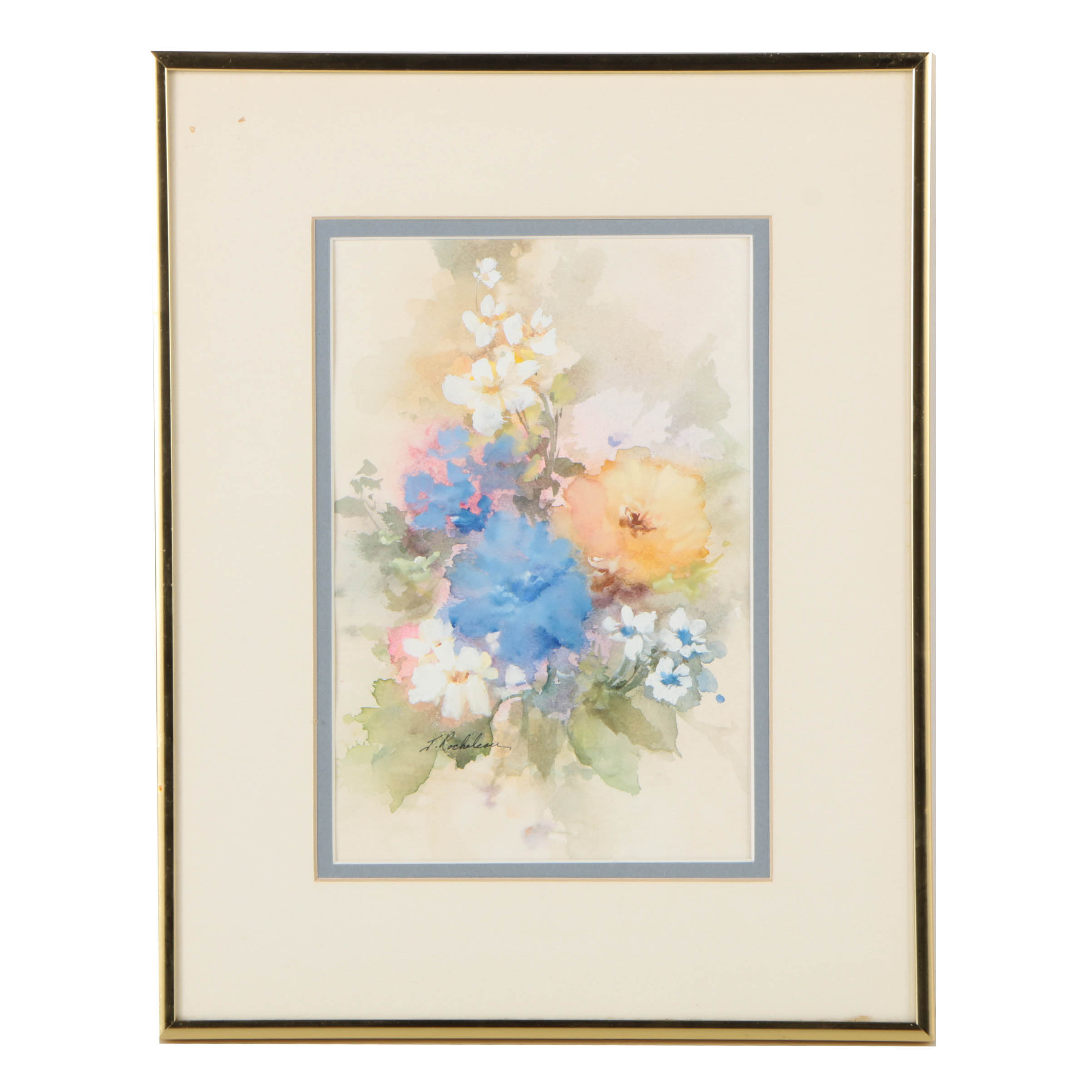 Jane Rocheleau Original Watercolor Painting of Flowers