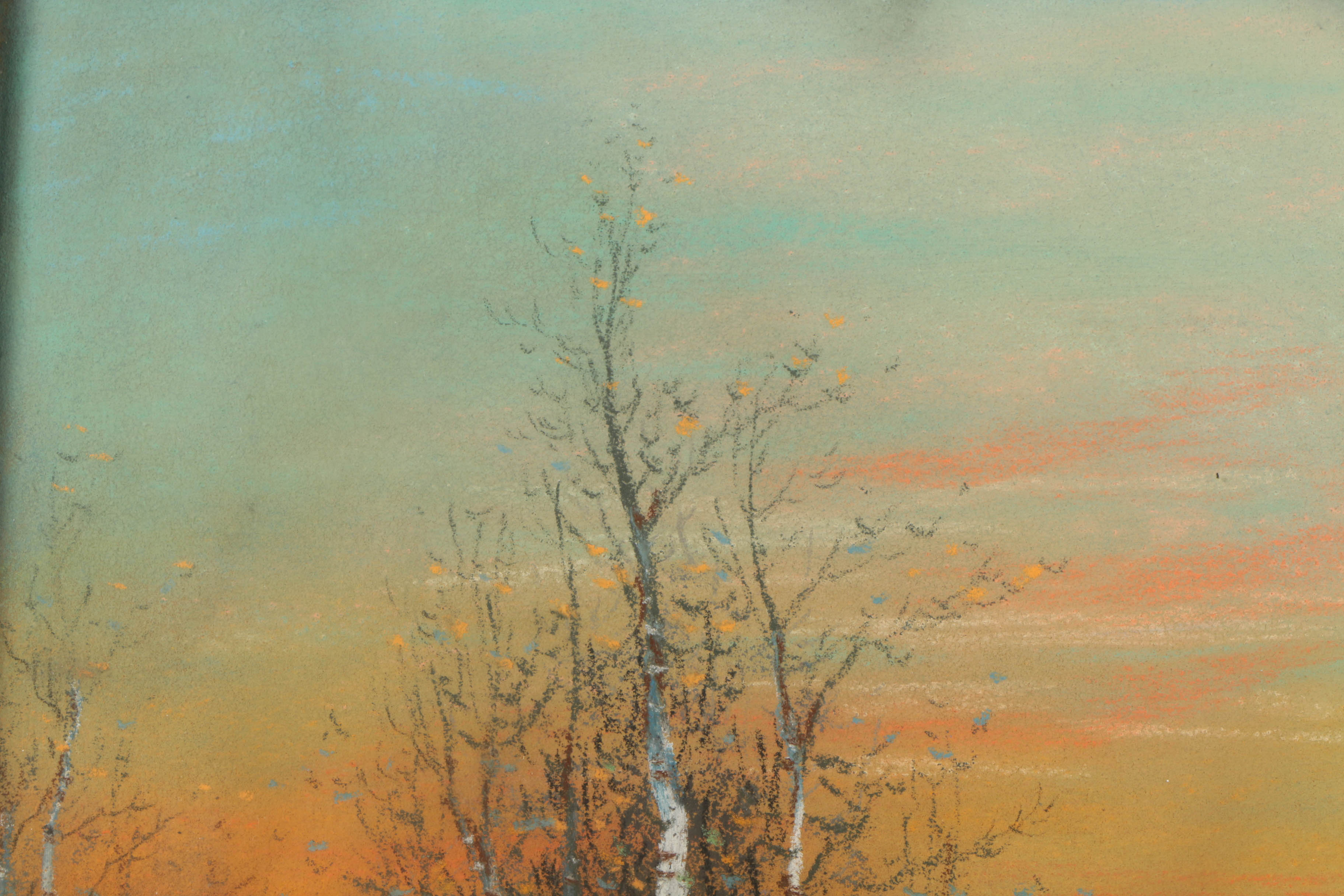 E. J. Cunningham Pastel Drawing of Shore Scene