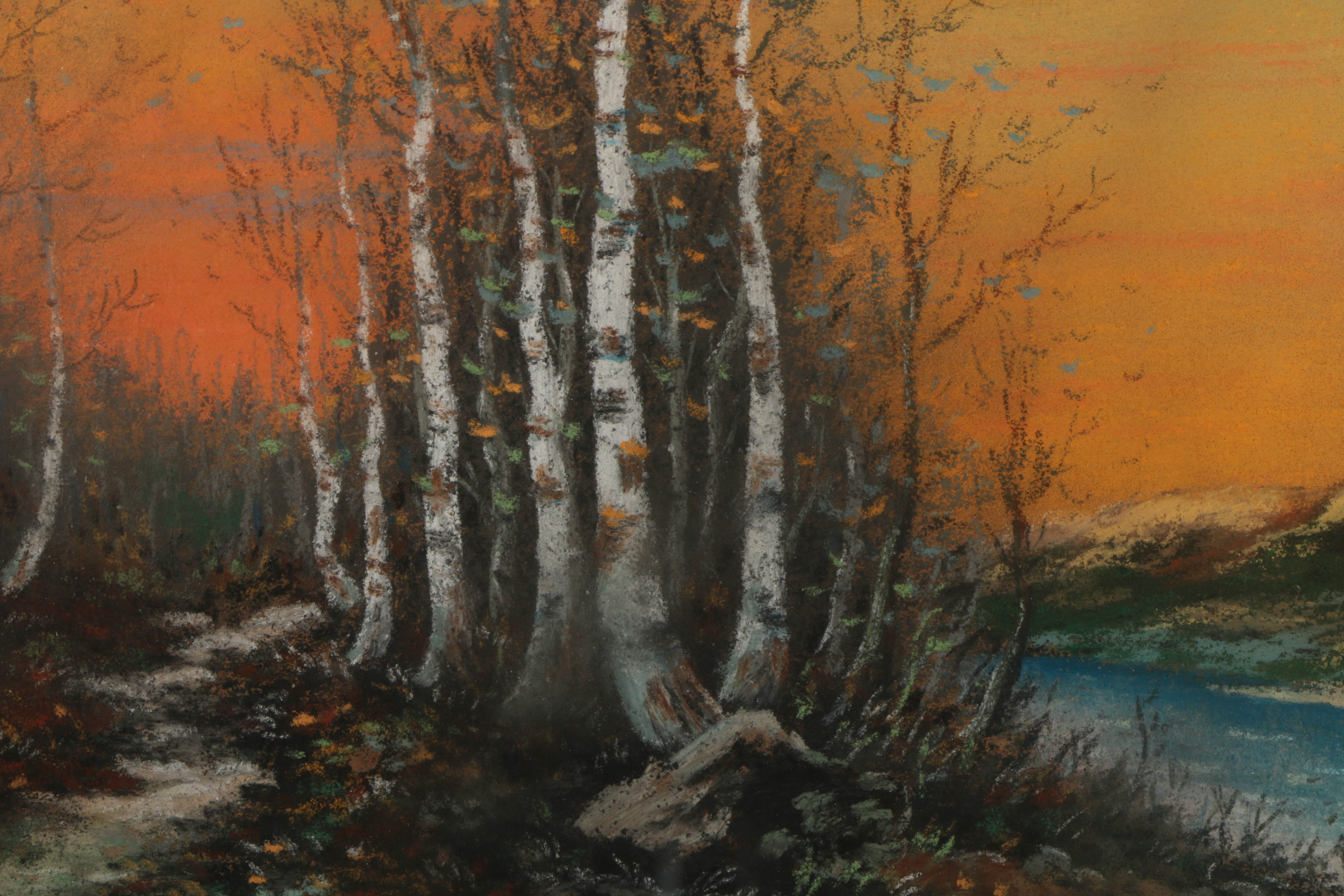 E. J. Cunningham Pastel Drawing of Shore Scene