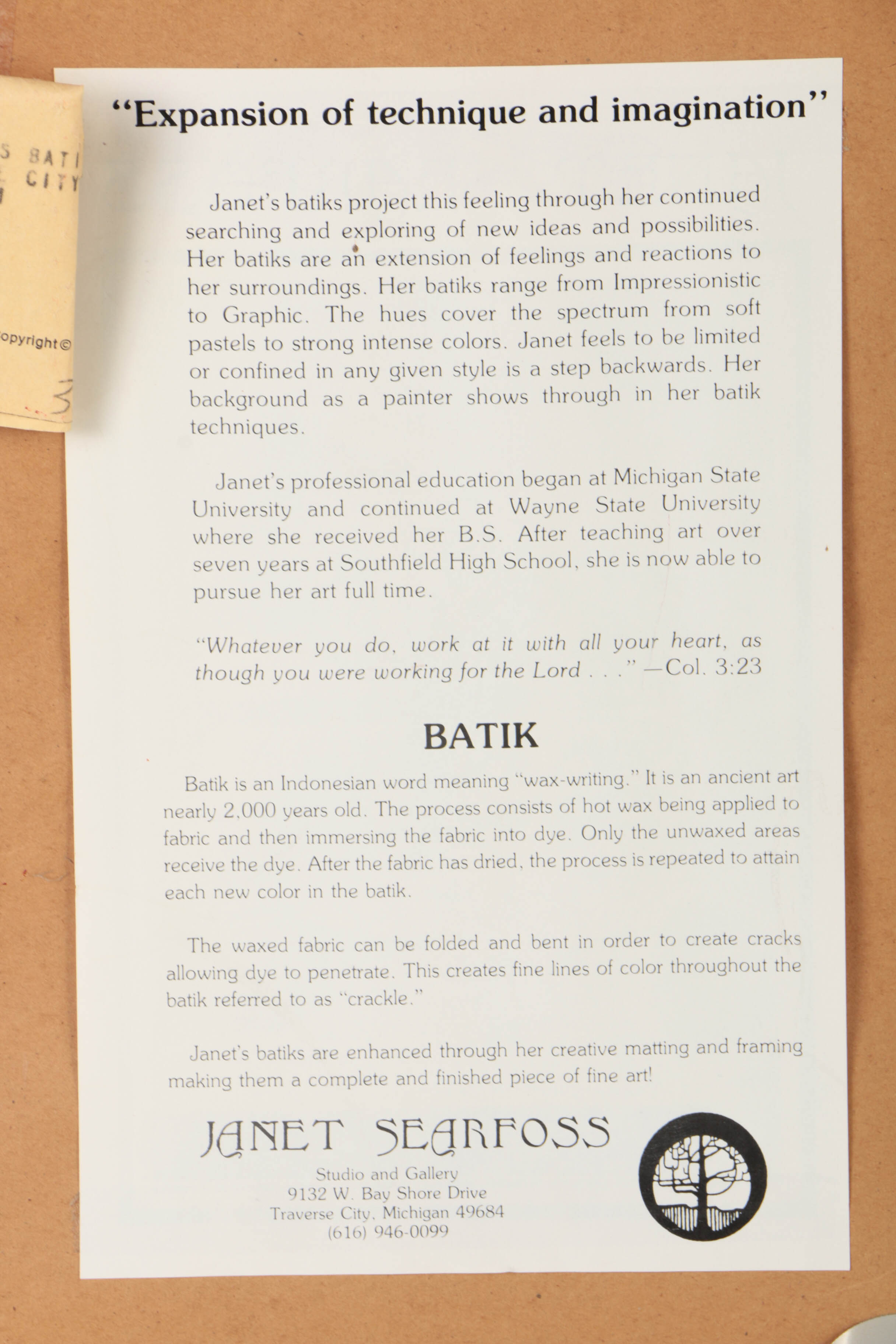 Janet Searfoss Batik of a Parrot