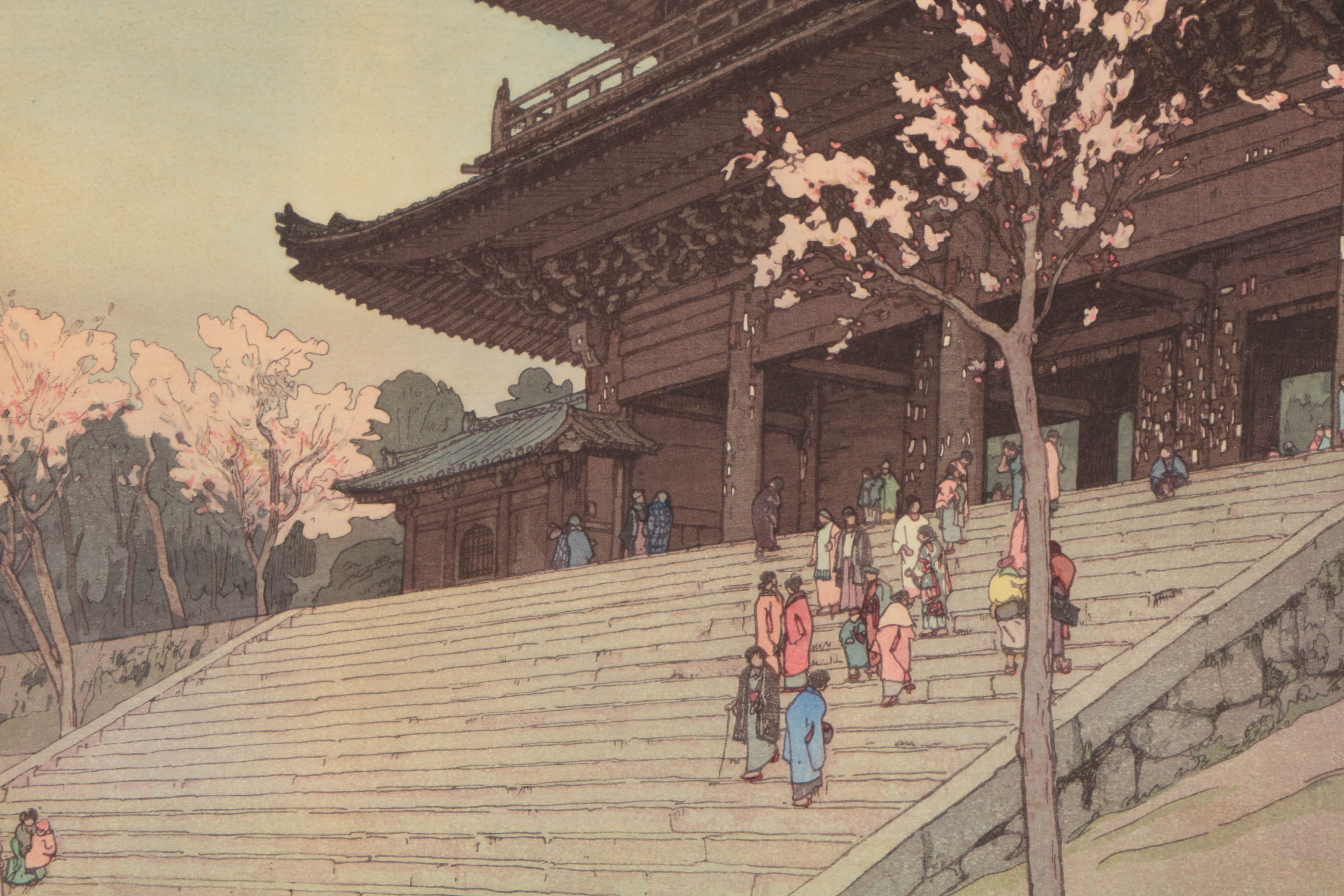 Yoshida Hiroshi Woodblock Print "Chion-in Temple Gate" with Jizuri Seal