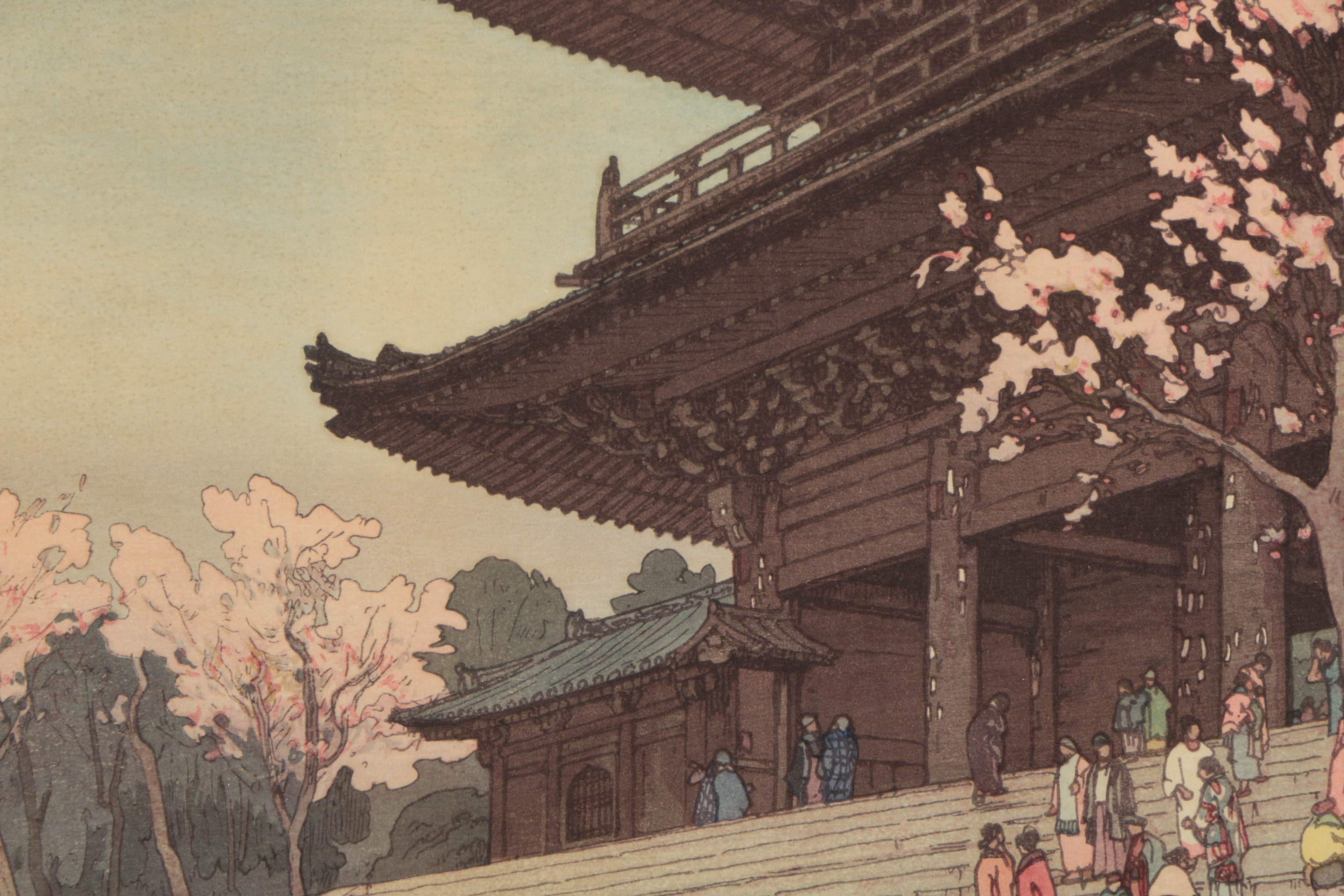 Yoshida Hiroshi Woodblock Print "Chion-in Temple Gate" with Jizuri Seal