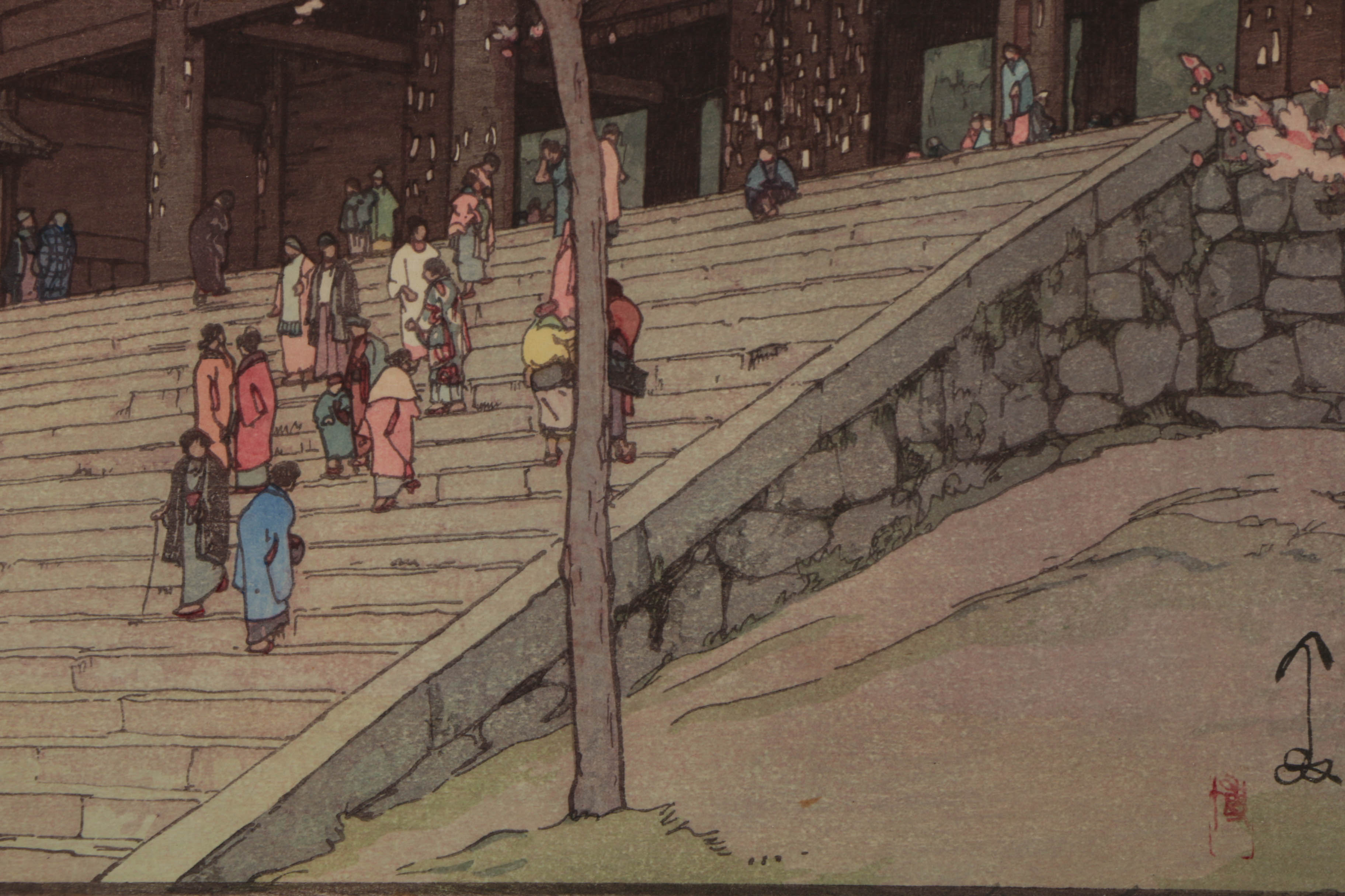 Yoshida Hiroshi Woodblock Print "Chion-in Temple Gate" with Jizuri Seal