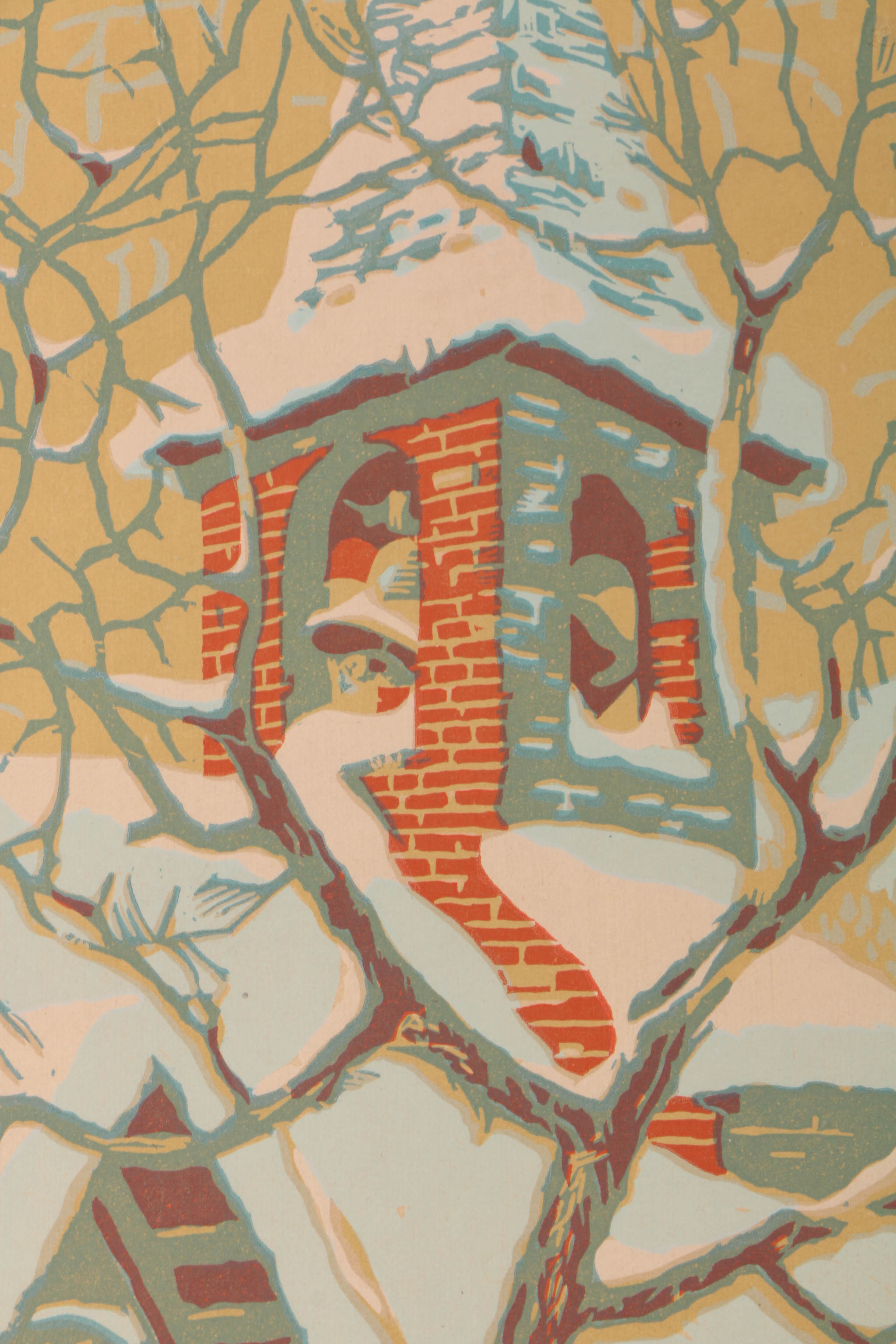 Signed Woodblock Print "Ring In, Ring True, 1927"