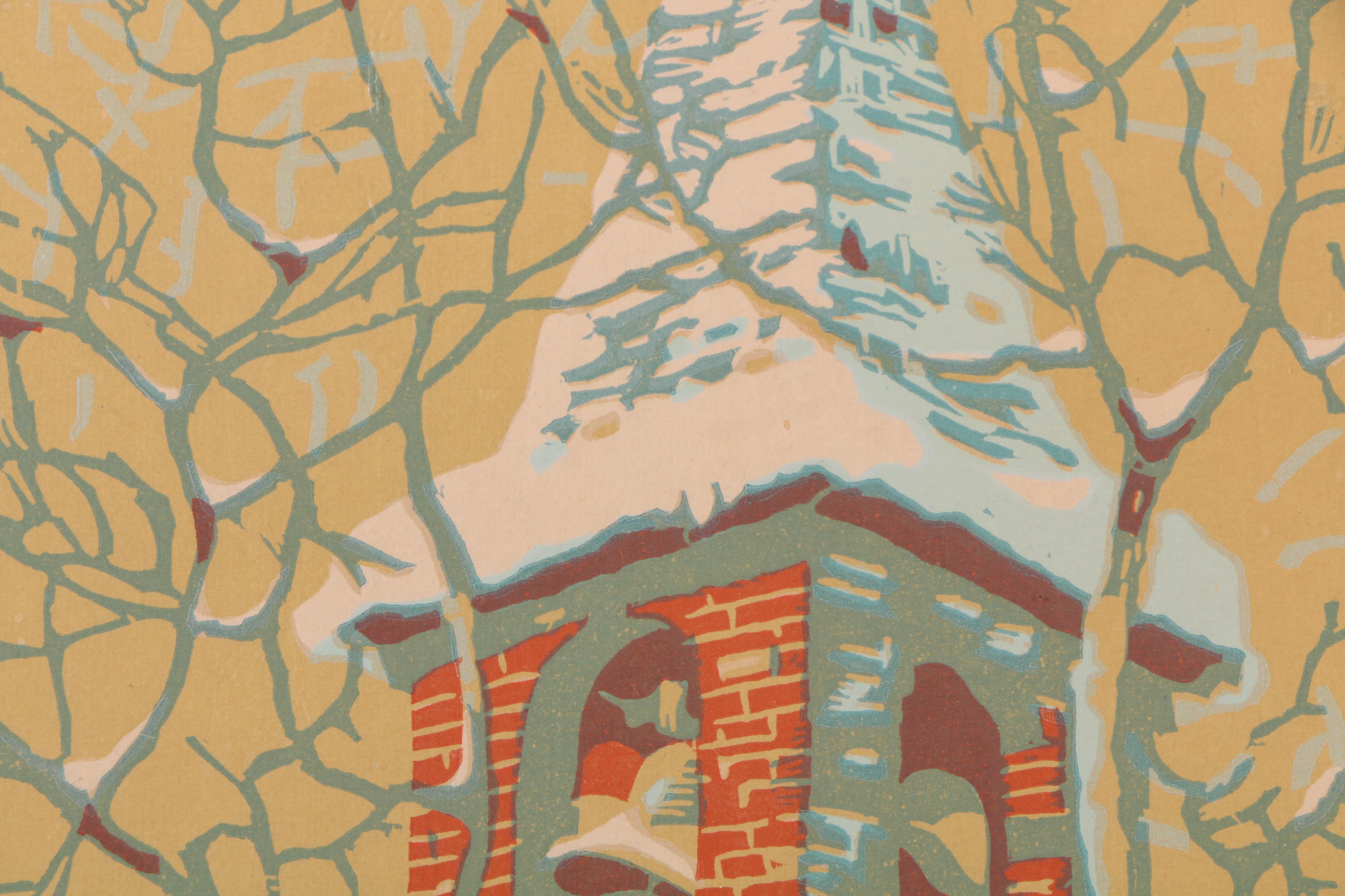 Signed Woodblock Print "Ring In, Ring True, 1927"