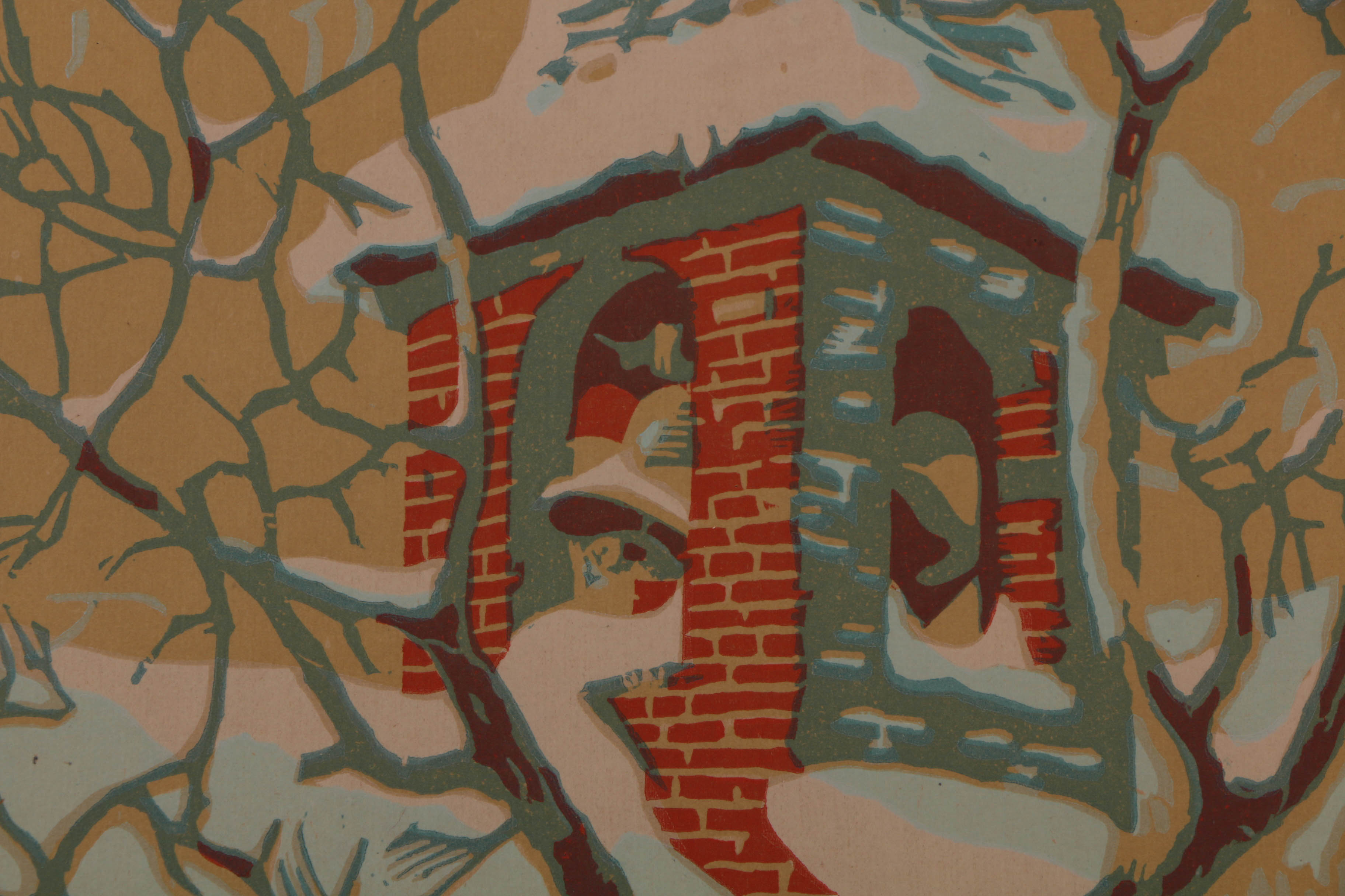 Signed Woodblock Print "Ring In, Ring True, 1927"