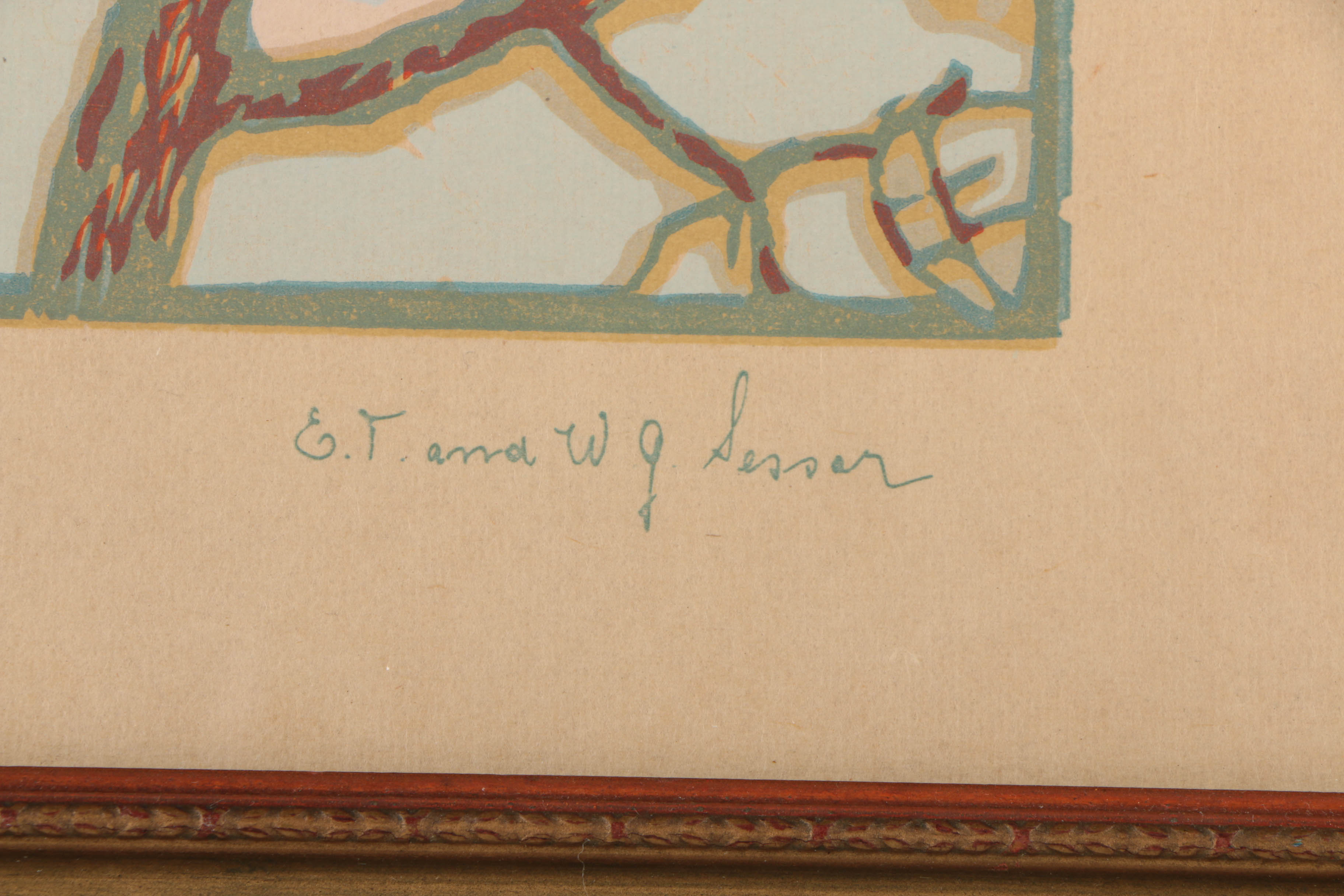 Signed Woodblock Print "Ring In, Ring True, 1927"