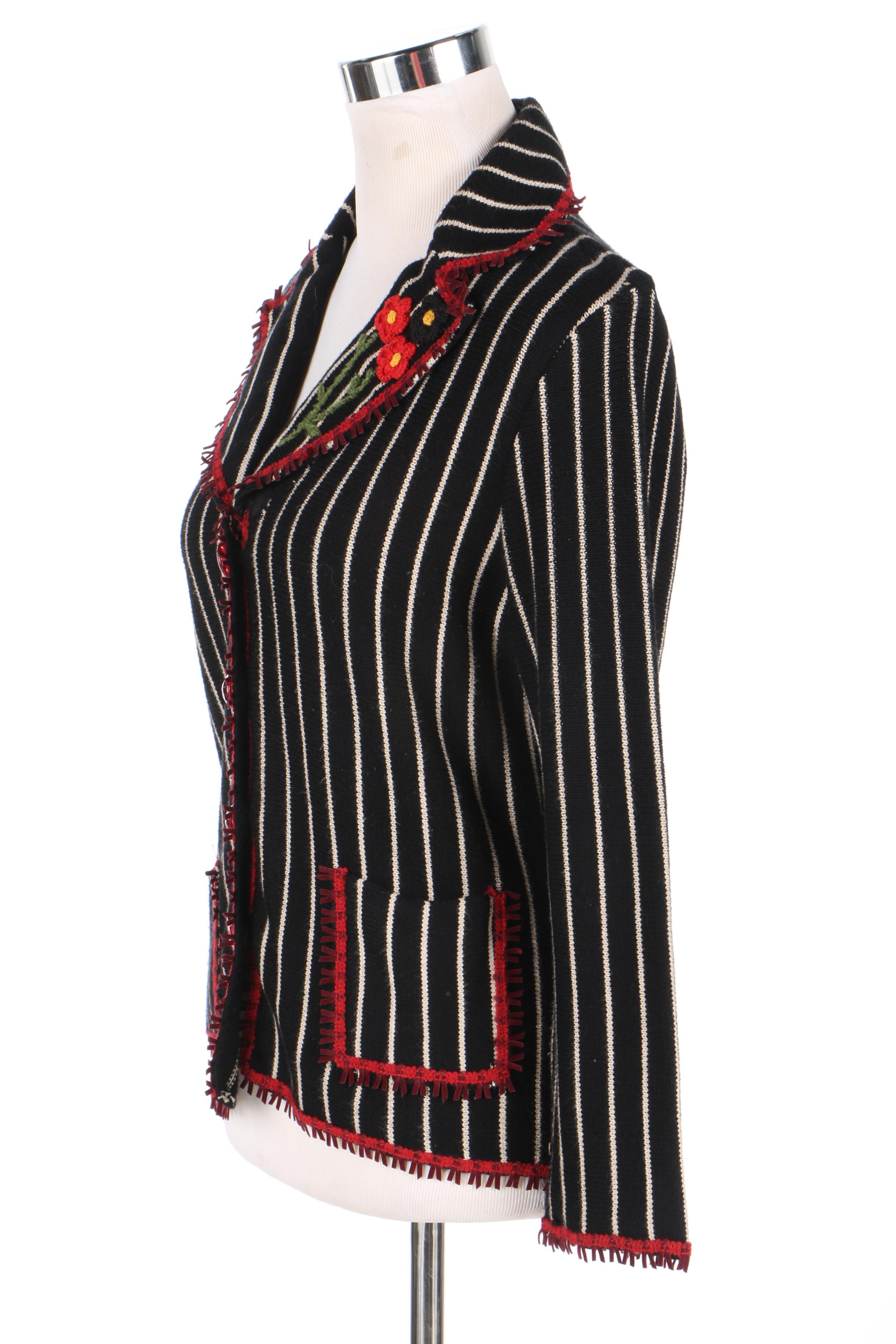 Elaris Black and White Striped Jacket