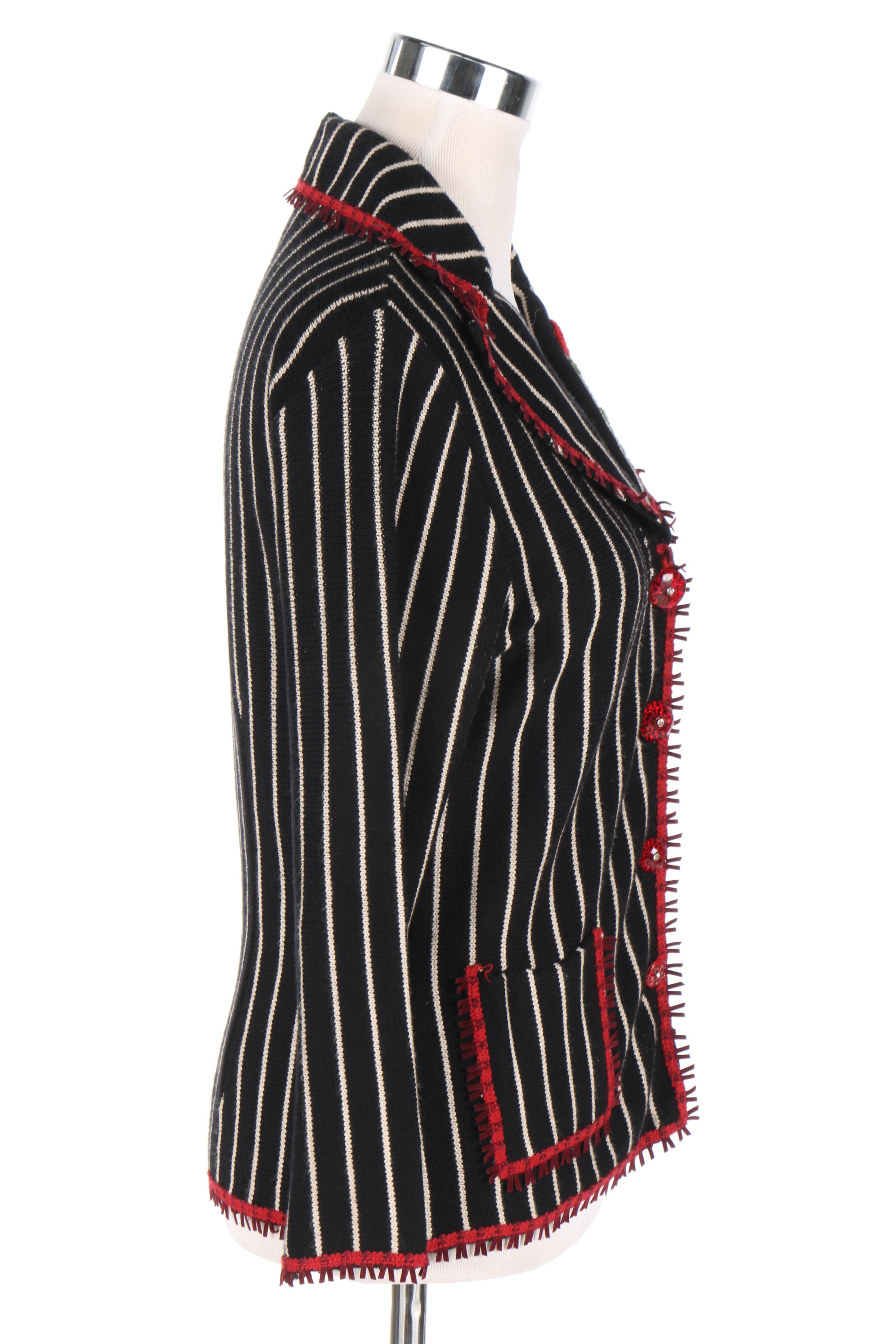 Elaris Black and White Striped Jacket